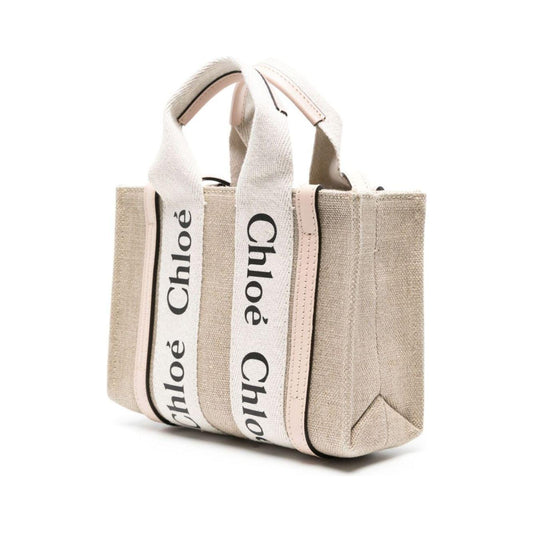 Chloè beige linen calf leather tim Crossbody Bag Shopper Chloè