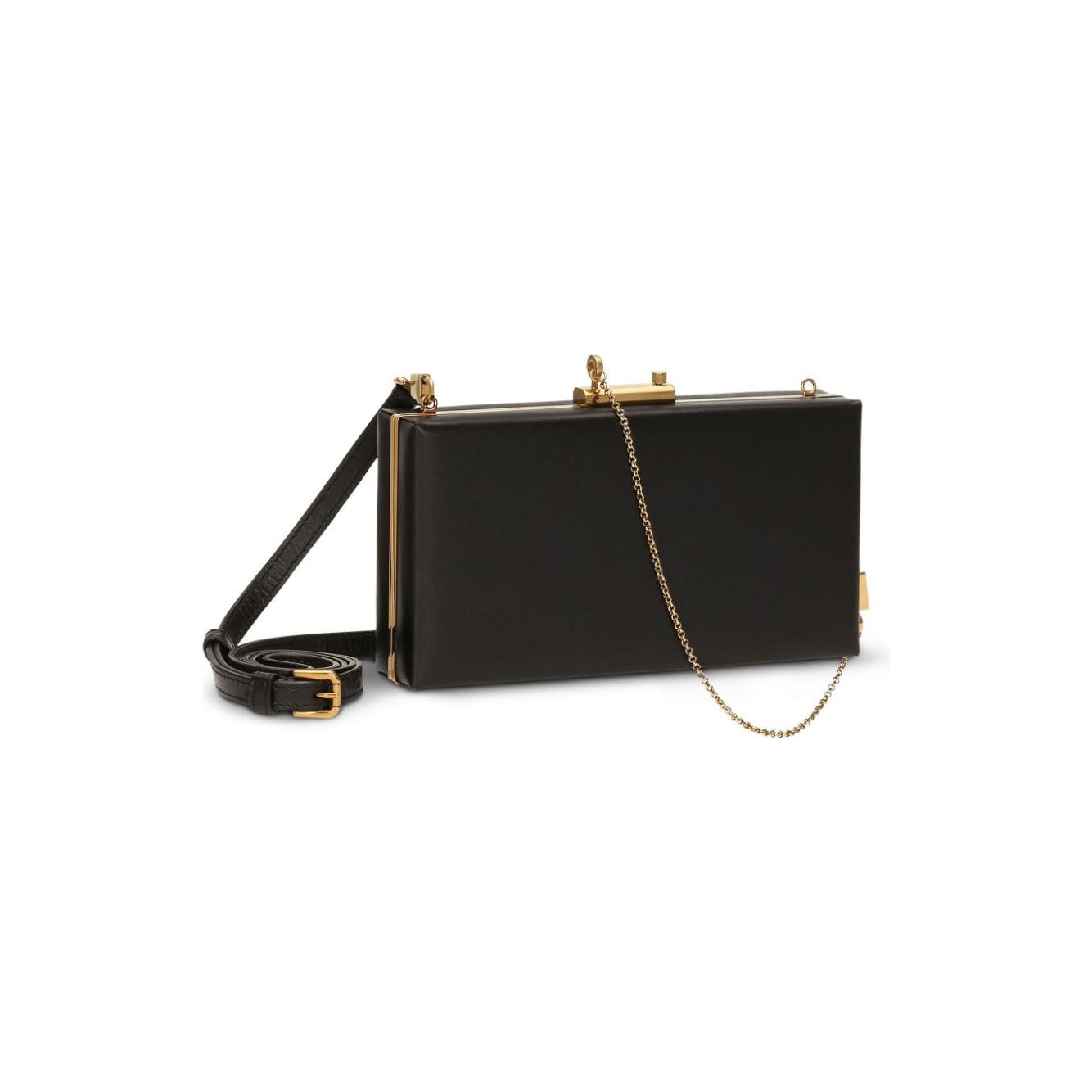 Dolce & Gabbana Eva Black Leather Smooth Grain Bag Clutches Dolce & Gabbana