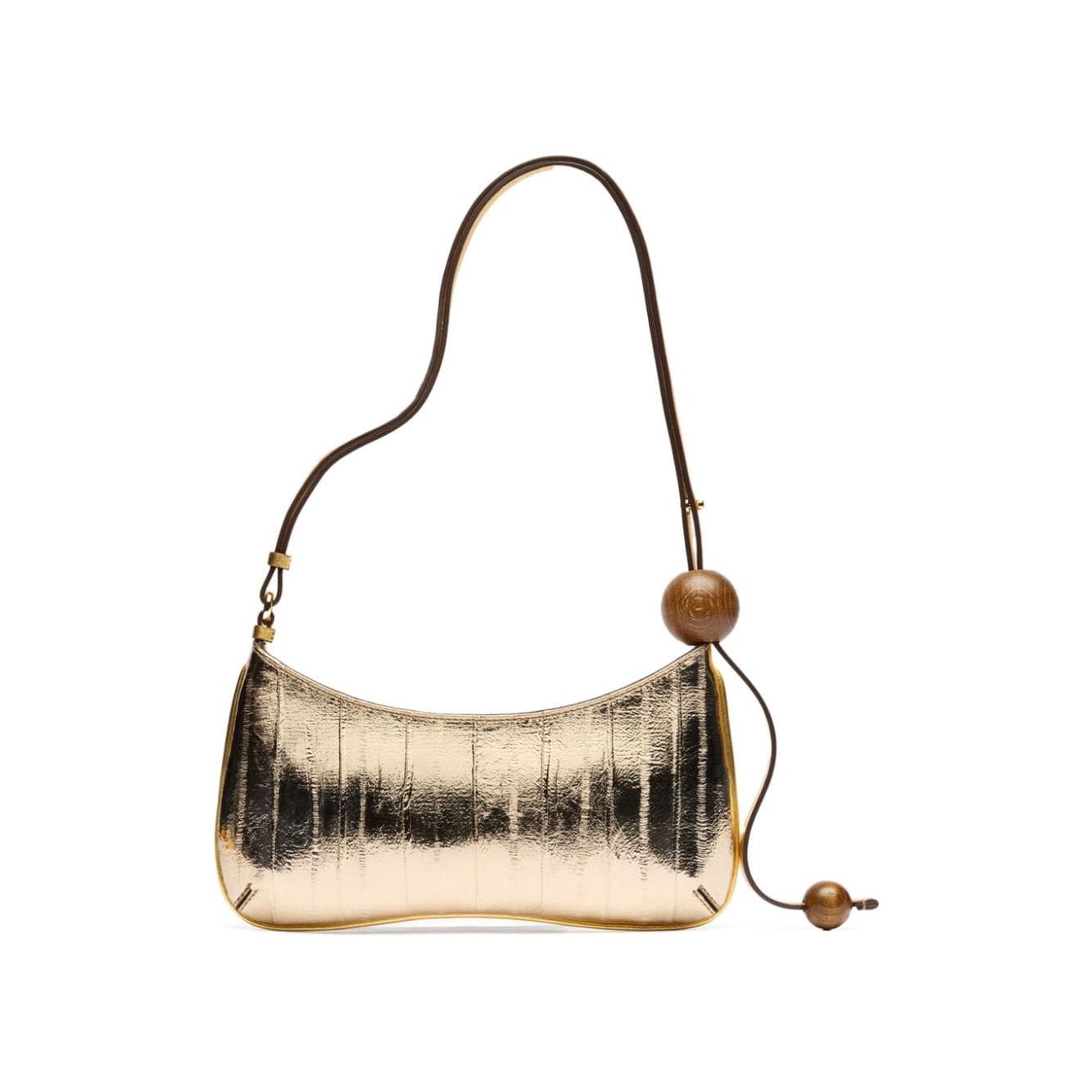 JACQUEMUS leather mirrored finish handbag Golden Shoulder JACQUEMUS