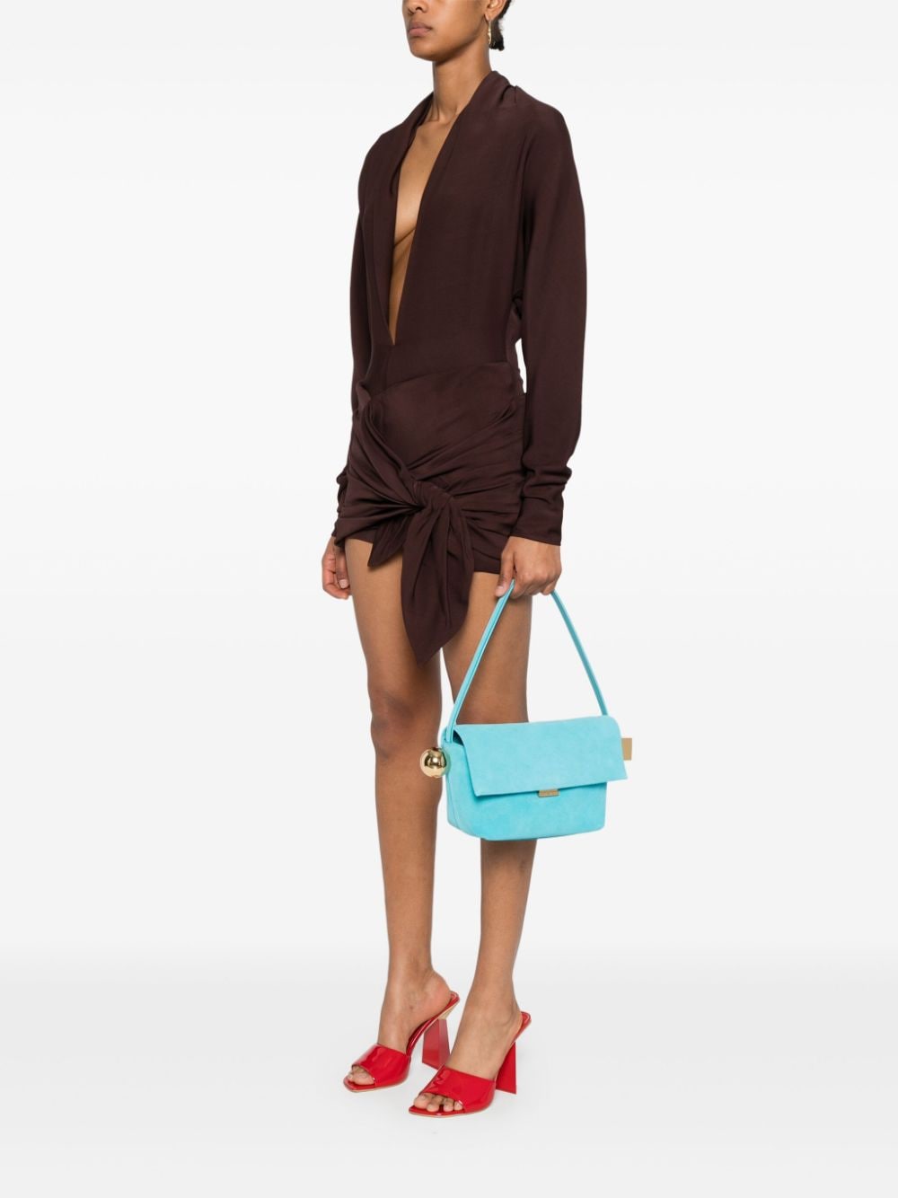 JACQUEMUS aqua blue calf suede Bag Shoulder JACQUEMUS