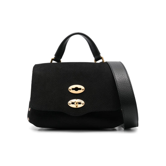 Zanellato Black Nubuck Leather Pebbled Tote Bag Handbag Zanellato