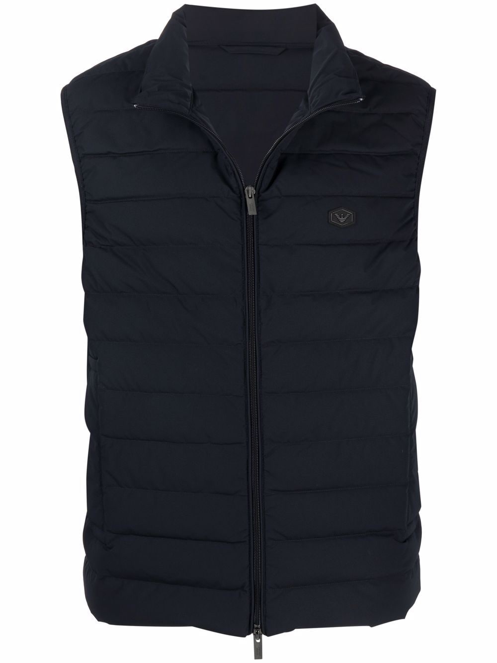 Emporio Armani Full zip sleeveless down jacket with logo patch