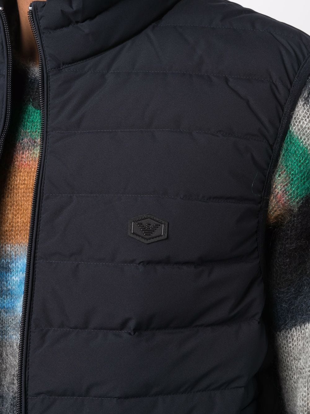 Emporio Armani Full zip sleeveless down jacket with logo patch