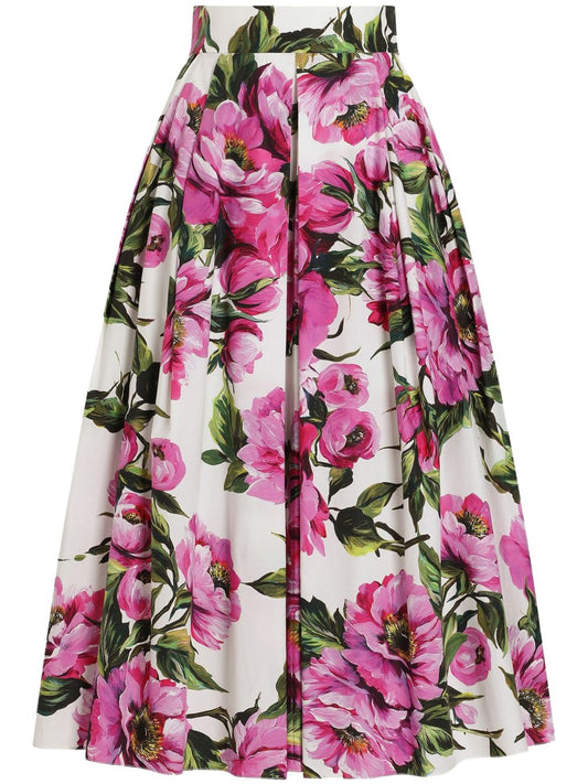 Dolce & Gabbana Peony-print cotton circle skirt