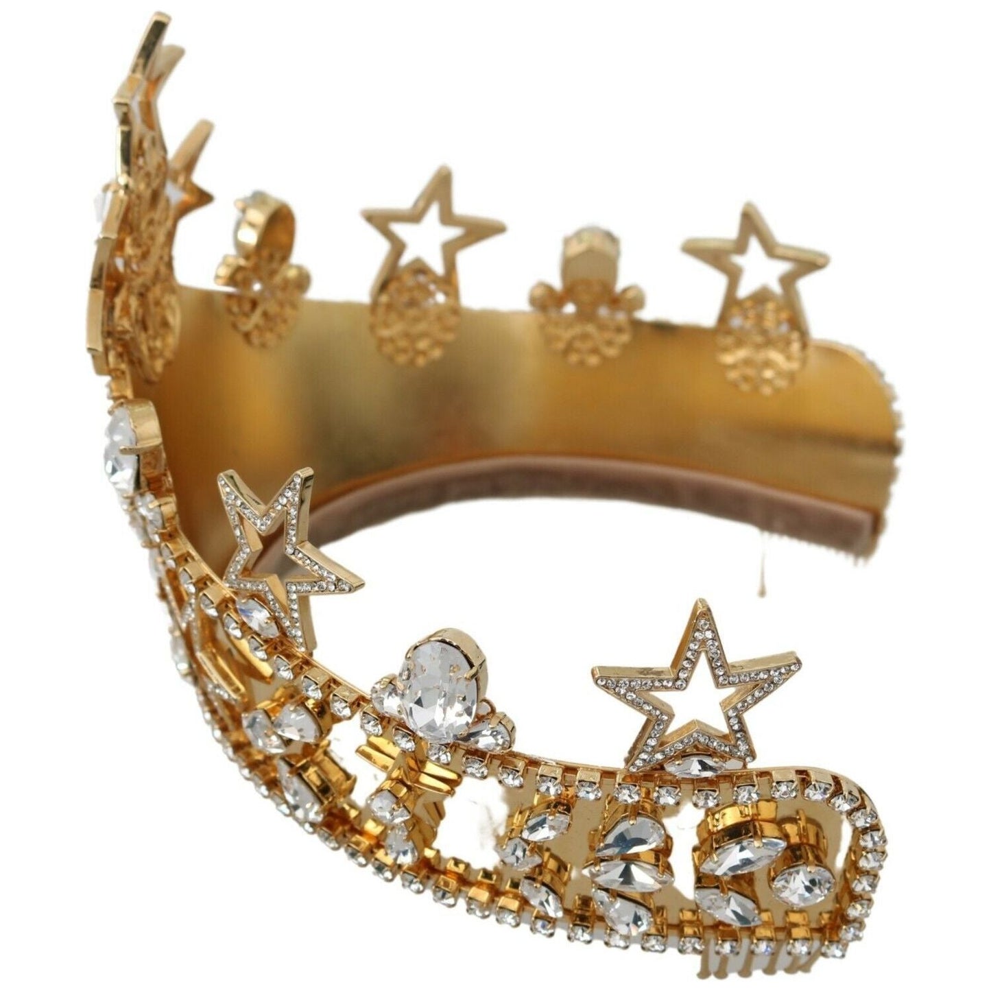 Dolce & Gabbana Regal Crystal Diadem Gold Tiara Dolce & Gabbana