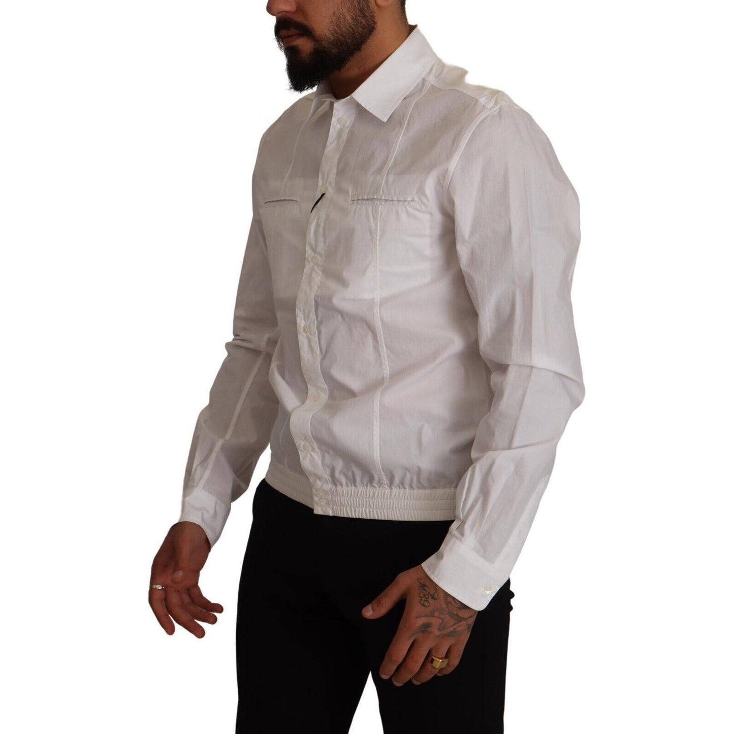Dolce & Gabbana White Cotton Button Down Men Collared Shirt 1728,67345645728,Blouses - Shirts - Clothing,Clothing,Dolce & Gabbana,IT41 | L,Material: 100% Cotton,Men,Men - Clothing,New with tags,Shirts - Clothing,Shirts - Men - Clothing,White