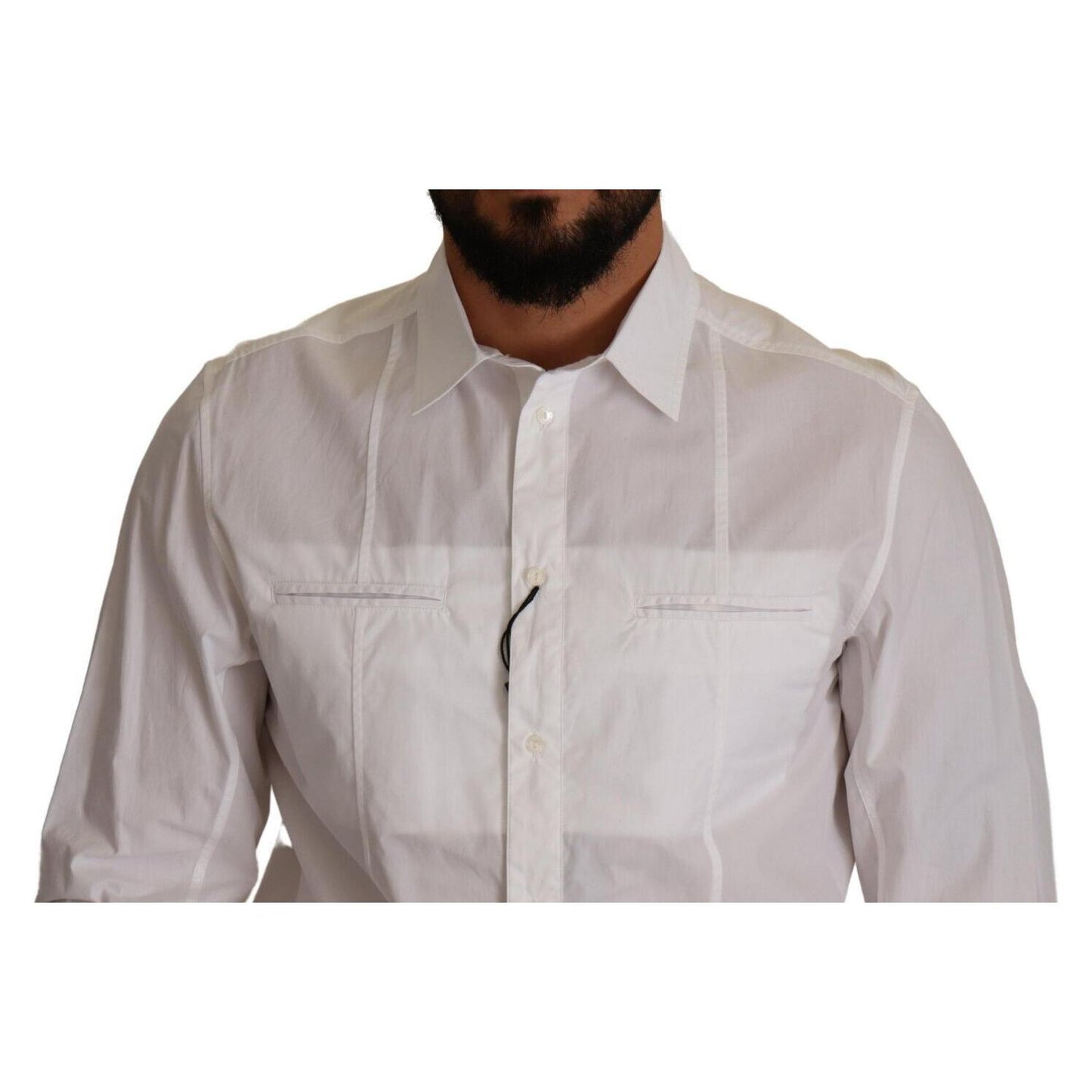 Dolce & Gabbana White Cotton Button Down Men Collared Shirt 1728,67345645728,Blouses - Shirts - Clothing,Clothing,Dolce & Gabbana,IT41 | L,Material: 100% Cotton,Men,Men - Clothing,New with tags,Shirts - Clothing,Shirts - Men - Clothing,White