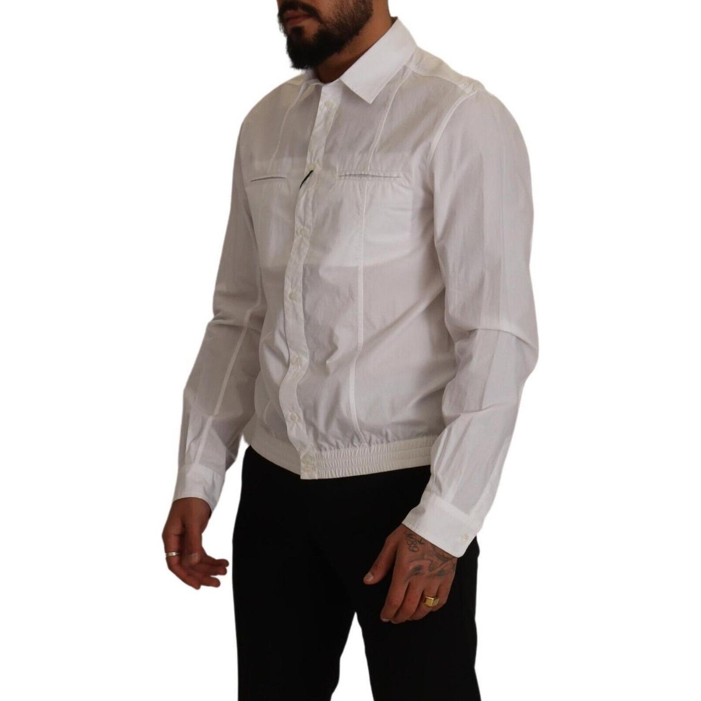 Dolce & Gabbana White Cotton Button Down Men Collared Shirt 1728,67345645728,Blouses - Shirts - Clothing,Clothing,Dolce & Gabbana,IT41 | L,Material: 100% Cotton,Men,Men - Clothing,New with tags,Shirts - Clothing,Shirts - Men - Clothing,White