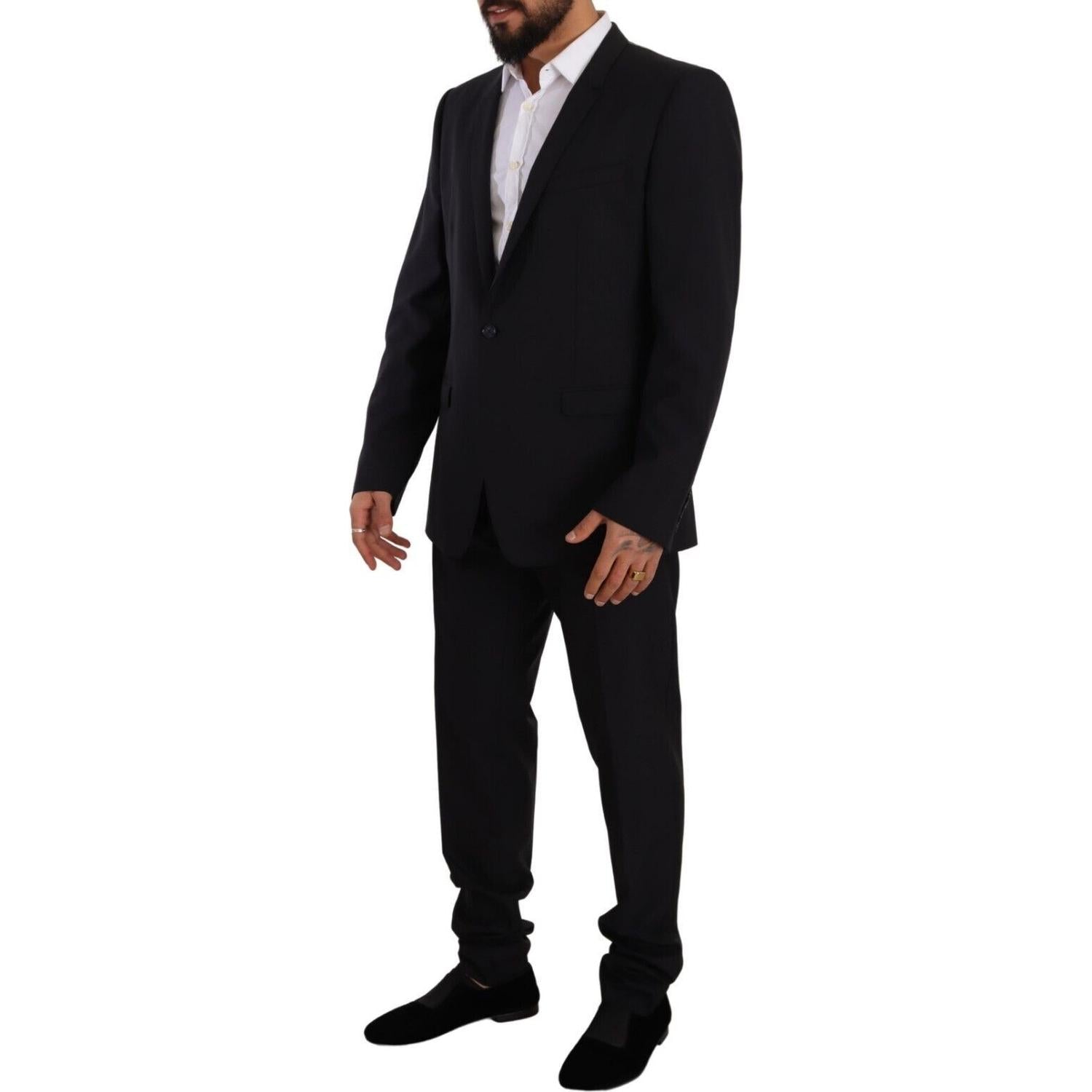 Dolce & Gabbana Blue GOLD Wool Single Breasted 2 Piece Suit
