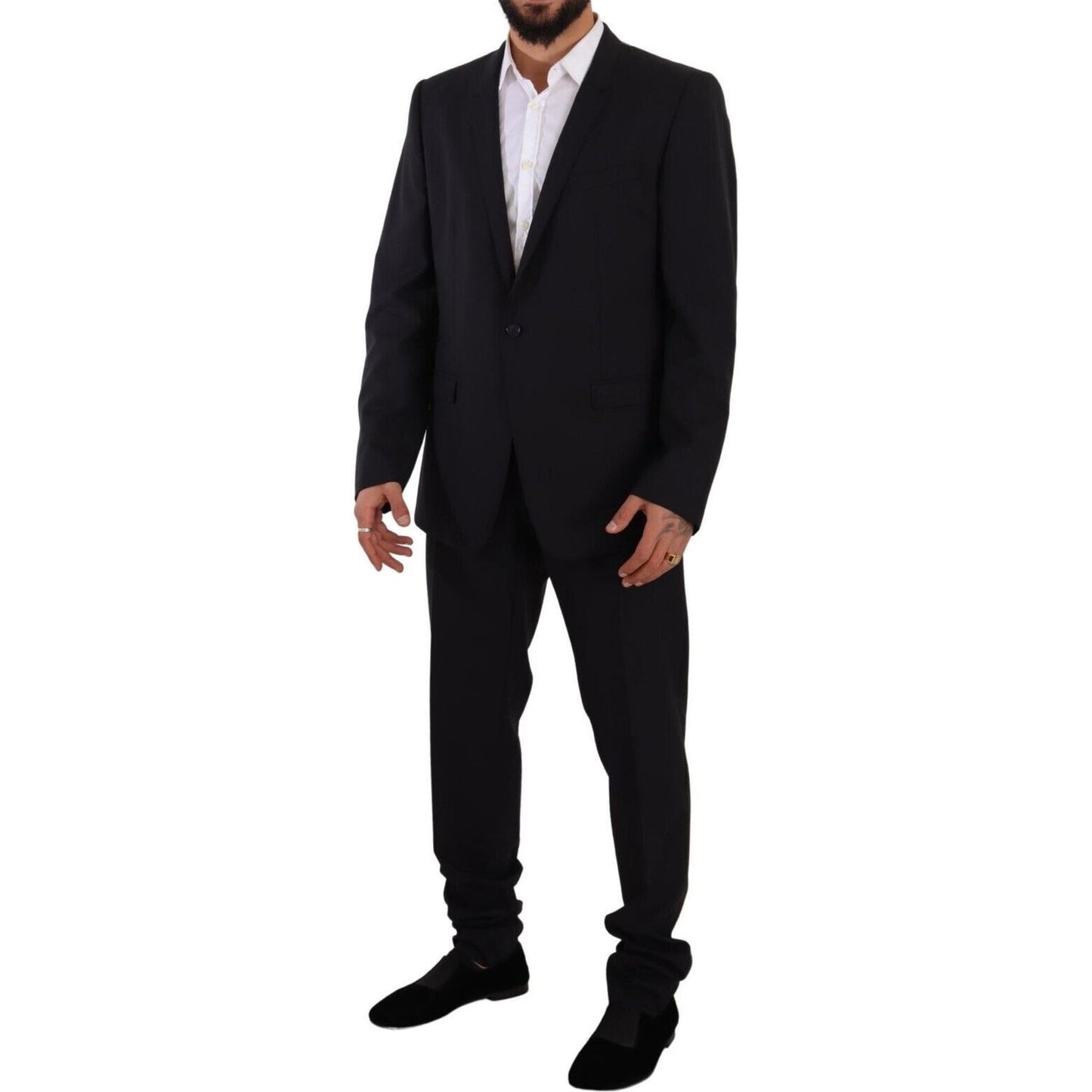 Dolce & Gabbana Elegant Navy Slim Fit Wool Silk Two-Piece Suit Dolce & Gabbana