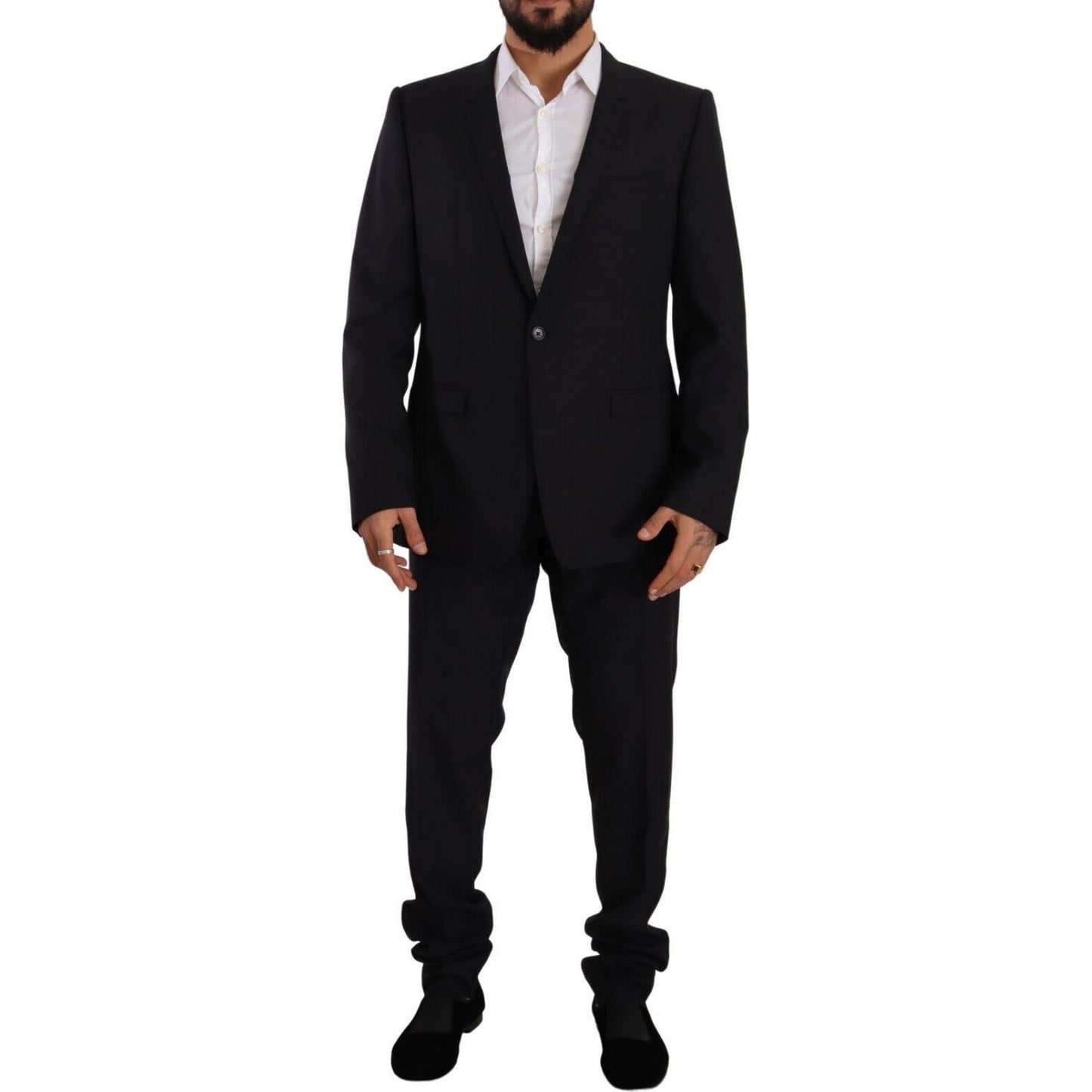 Dolce & Gabbana Elegant Navy Slim Fit Wool Silk Two-Piece Suit Dolce & Gabbana