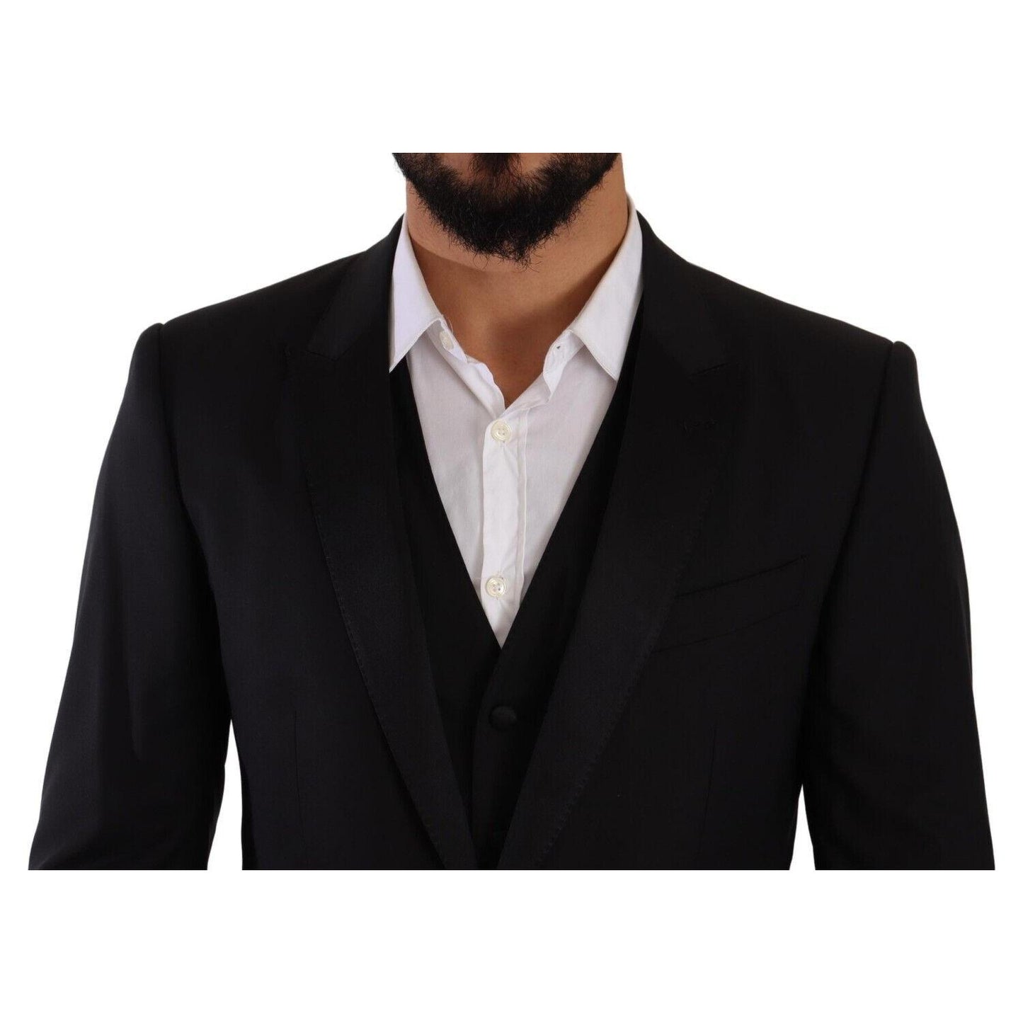 Dolce & Gabbana Elegant Black Three-Piece Martini Fit Suit Dolce & Gabbana