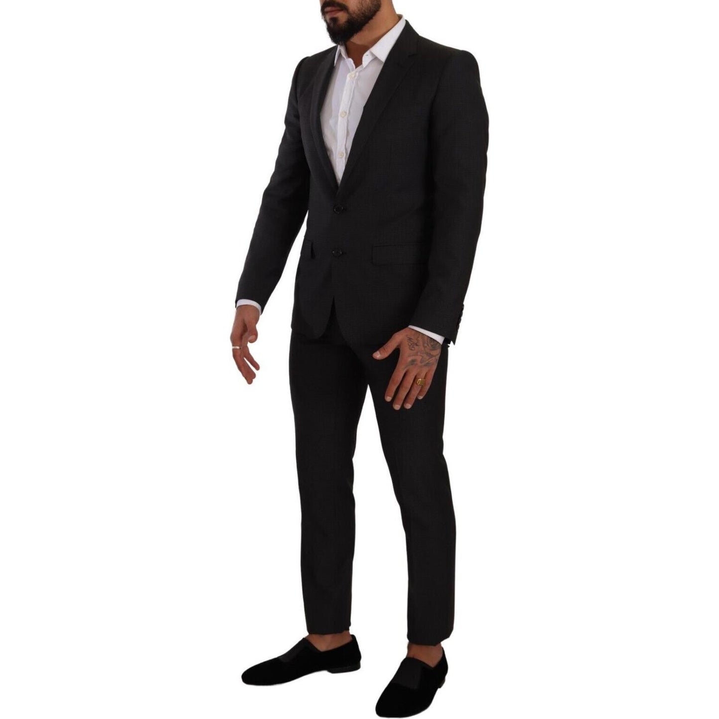 Dolce & Gabbana Black MARTINI Single Breasted 2 Piece Suit 1728,67345645728,Black,Clothing,Dolce & Gabbana,IT46 | S,Material: 100% Virgin Wool,Men,Men - Clothing,New with tags,Suits & Blazers - Clothing,Suits - Men - Clothing,Two-Piece Suits - Suits & Bla