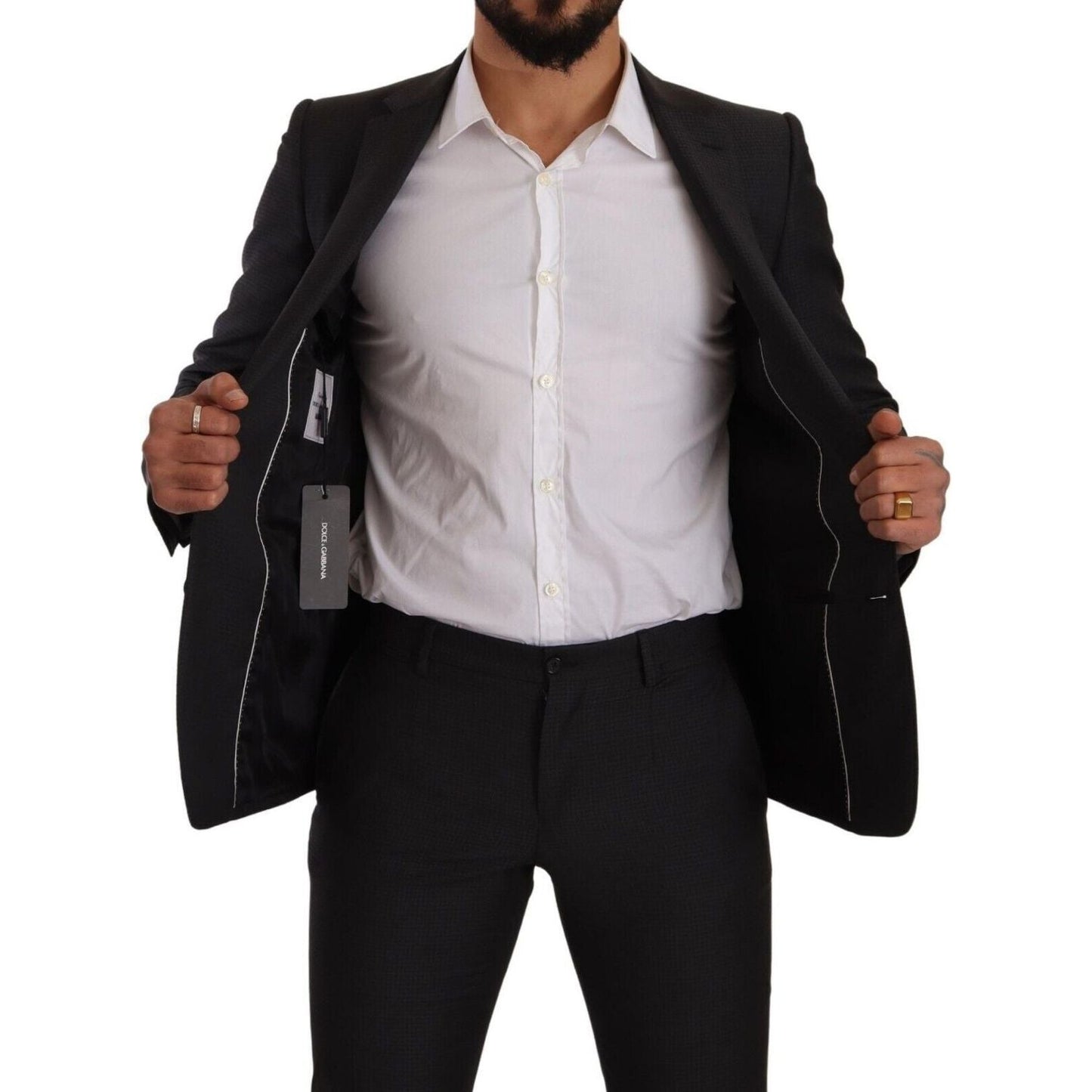 Dolce & Gabbana Black MARTINI Single Breasted 2 Piece Suit 1728,67345645728,Black,Clothing,Dolce & Gabbana,IT46 | S,Material: 100% Virgin Wool,Men,Men - Clothing,New with tags,Suits & Blazers - Clothing,Suits - Men - Clothing,Two-Piece Suits - Suits & Bla