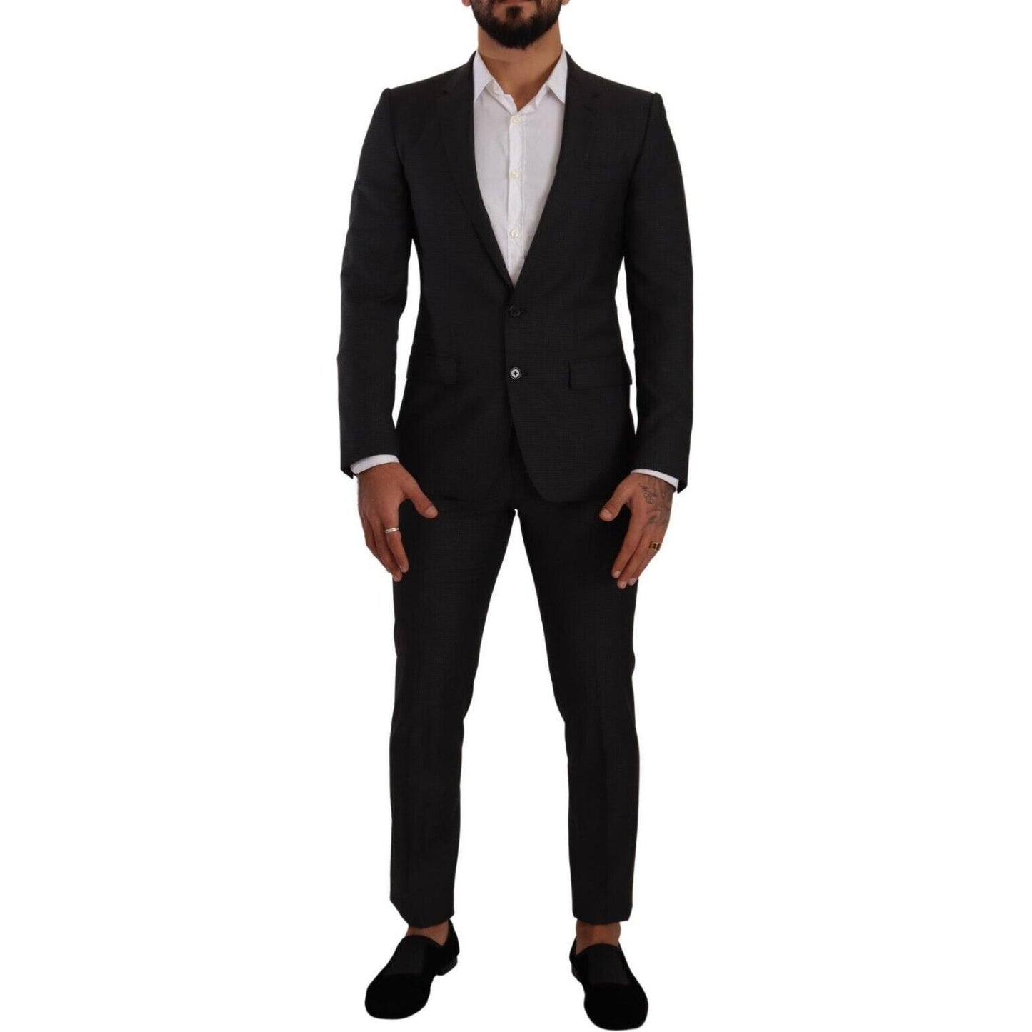 Dolce & Gabbana Black MARTINI Single Breasted 2 Piece Suit 1728,67345645728,Black,Clothing,Dolce & Gabbana,IT46 | S,Material: 100% Virgin Wool,Men,Men - Clothing,New with tags,Suits & Blazers - Clothing,Suits - Men - Clothing,Two-Piece Suits - Suits & Bla
