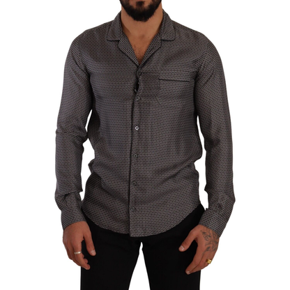 Dolce & Gabbana Gray Fantasy Pattern Pajama Top Mens Shirt