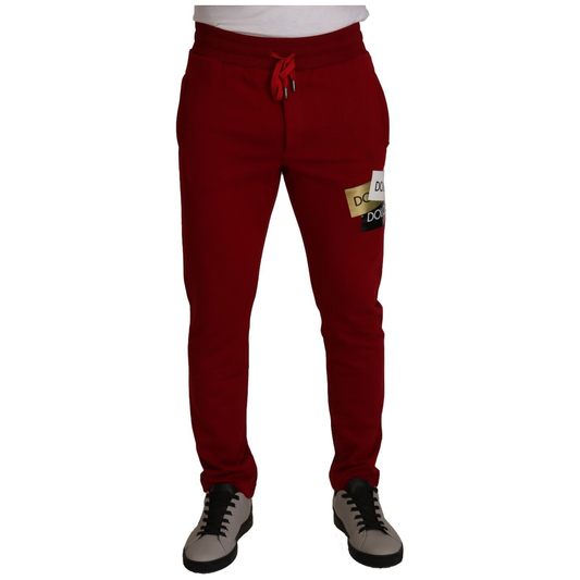 Dolce & Gabbana Red Cotton Logo Patch Sweatpants Jogging Pants 1728,67345645728,Athletic Pants - Pants - Clothing,Clothing,Dolce & Gabbana,IT44 | XS,Jeans & Pants - Men - Clothing,Joggers (workout pants) - Sportswear - Clothing,Material: 100% Cotton,Men,M