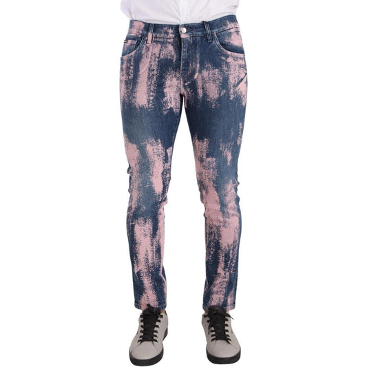 Dolce & Gabbana Blue Pink Tie Dye Cotton Skinny Denim Jeans 1728,67345645728,Blue,Clothing,Dolce & Gabbana,IT48 | M,Jeans & Pants - Men - Clothing,Jeans Denim - Clothing,Material: 98% Cotton 2% Elastane,Men,Men - Clothing,New with tags,Skinny Jeans - Jean