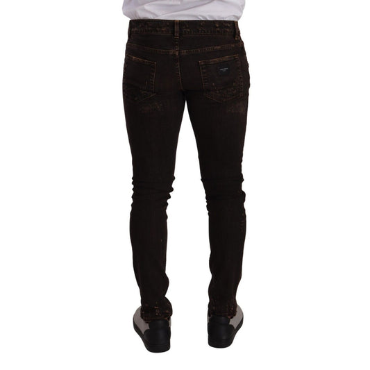 Dolce & Gabbana Brown Distressed Slim Fit Skinny Denim Jeans