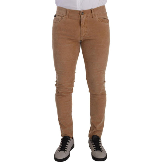 Dolce & Gabbana Brown Corduroy Cotton Skinny Slim Fit Jeans 1728,2% Elastane,23% Polyester,67345645728,Brown,Clothing,Dolce & Gabbana,IT48 | M,Jeans & Pants - Men - Clothing,Jeans Denim - Clothing,Material: 75% Cotton,Men,Men - Clothing,New with tags,Skin