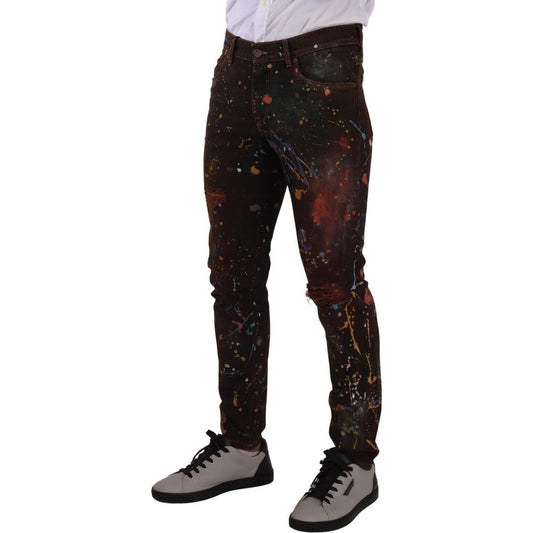 Dolce & Gabbana Multicolor Painted Skinny Denim Jeans Dolce & Gabbana