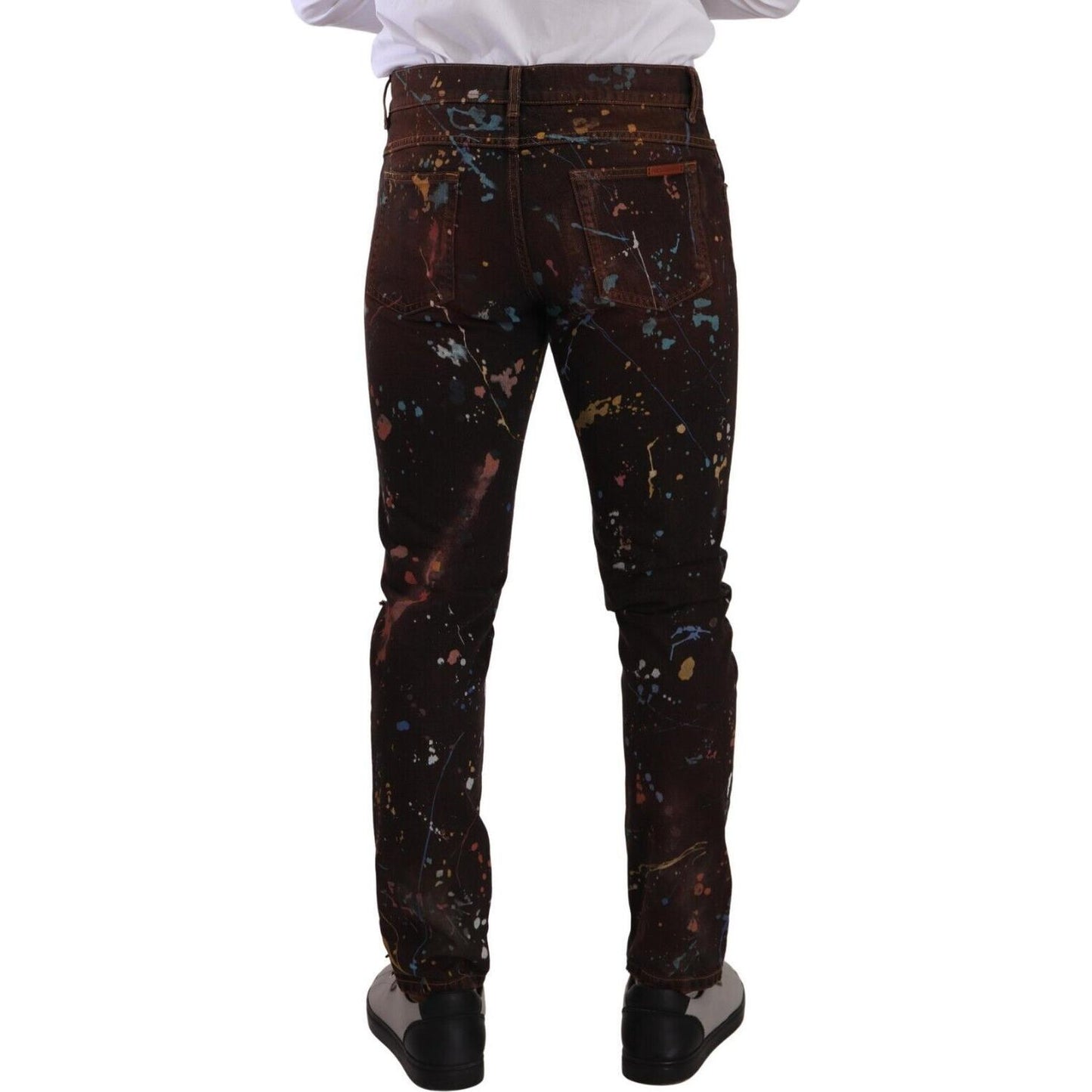 Dolce & Gabbana Multicolor Painted Skinny Denim Jeans Dolce & Gabbana