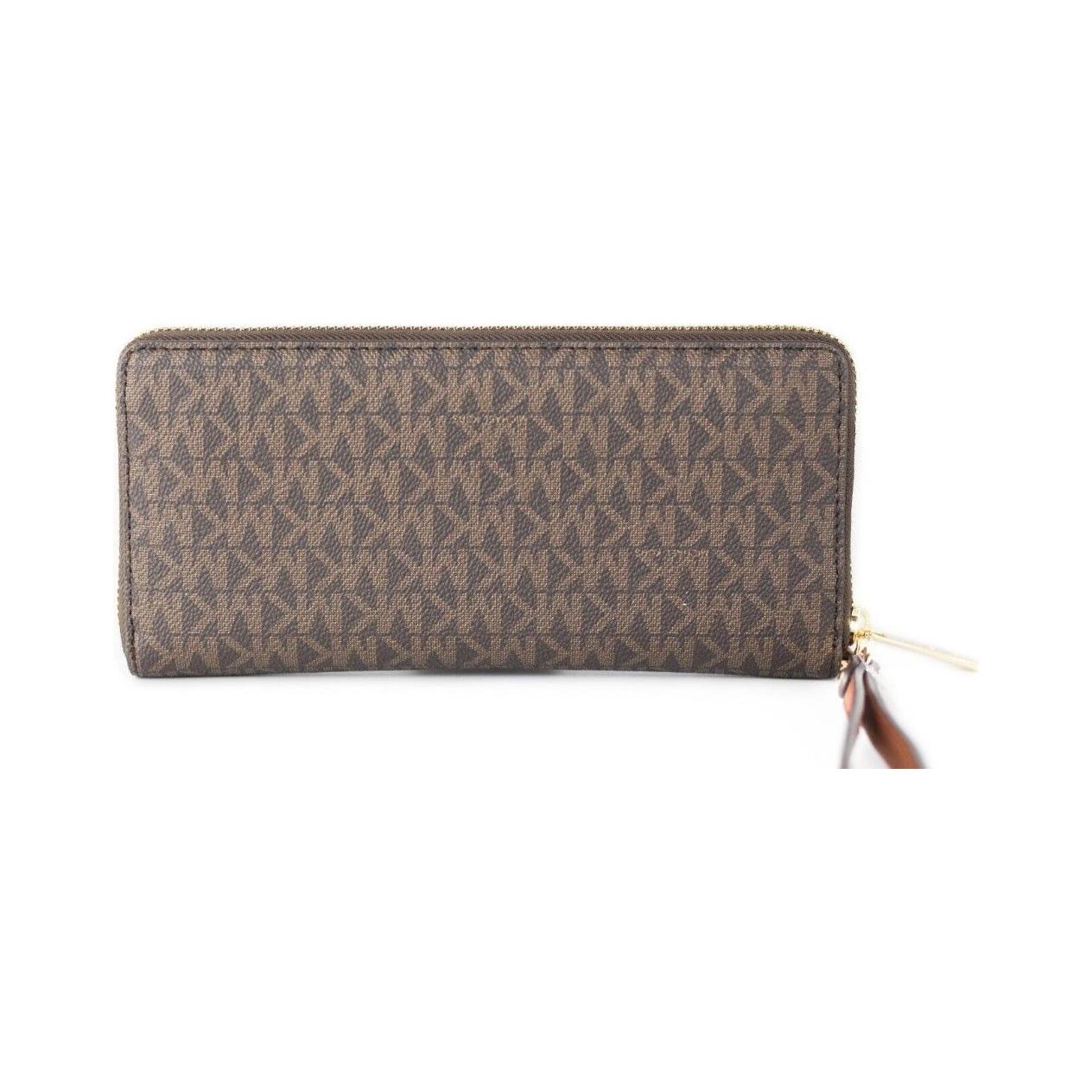 Michael Kors Jet Set Travel Large Brown Signature Continental Wristlet Wallet Michael Kors