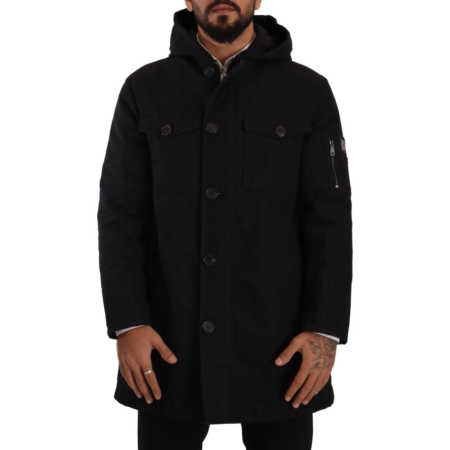 Dolce & Gabbana Elegant Black Parka Hooded Jacket Dolce & Gabbana