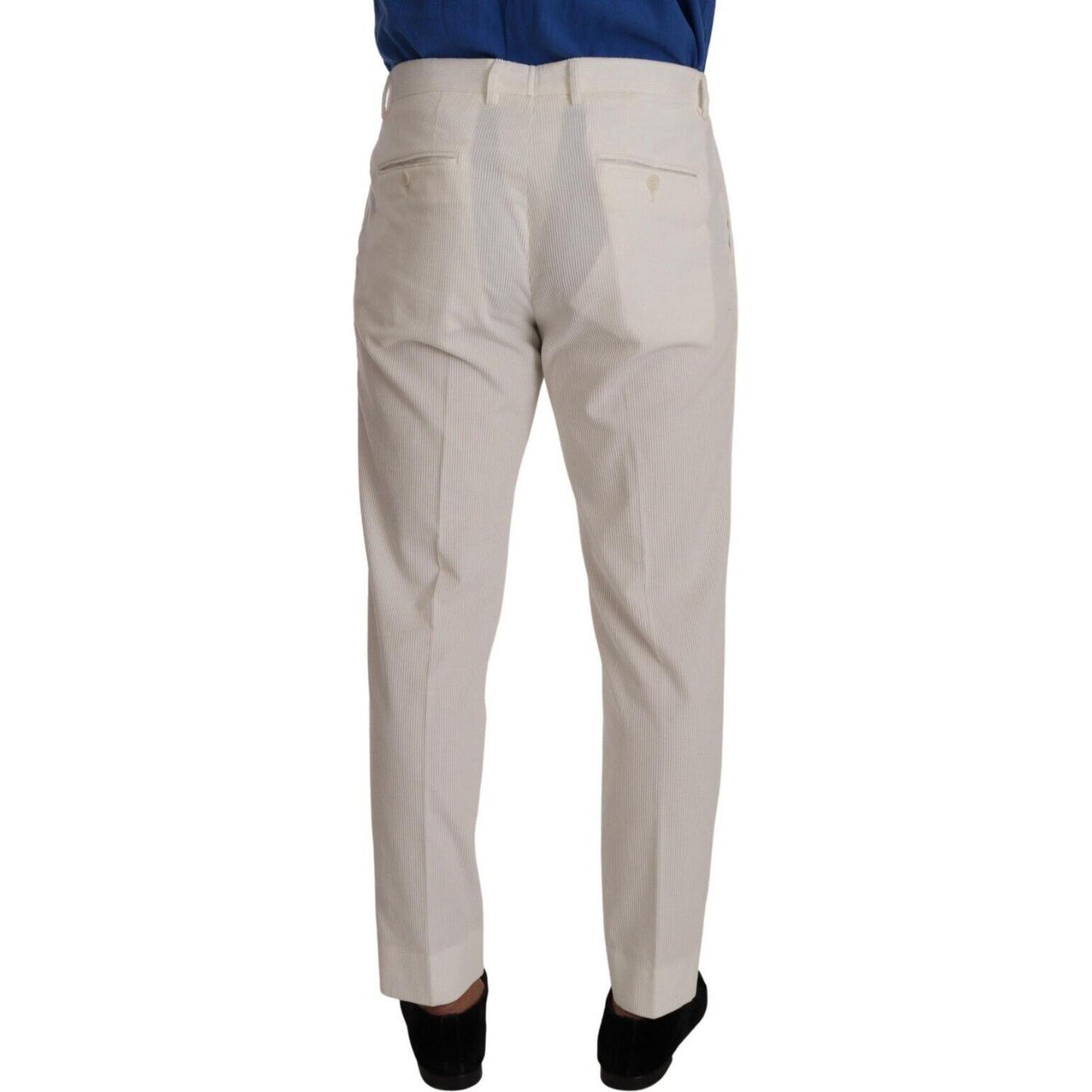 Dolce & Gabbana Elegant Tapered Corduroy Pants in Off White Dolce & Gabbana