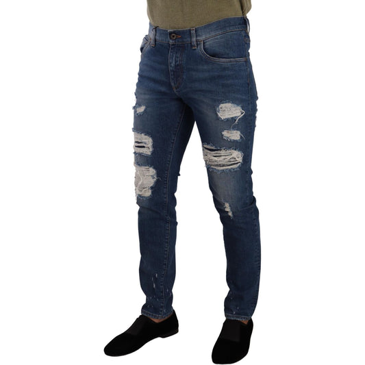 Dolce & Gabbana Elegant Distressed Slim Fit Denim Jeans Dolce & Gabbana