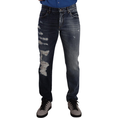 Dolce & Gabbana Blue Cotton Regular Denim Trousers Jeans