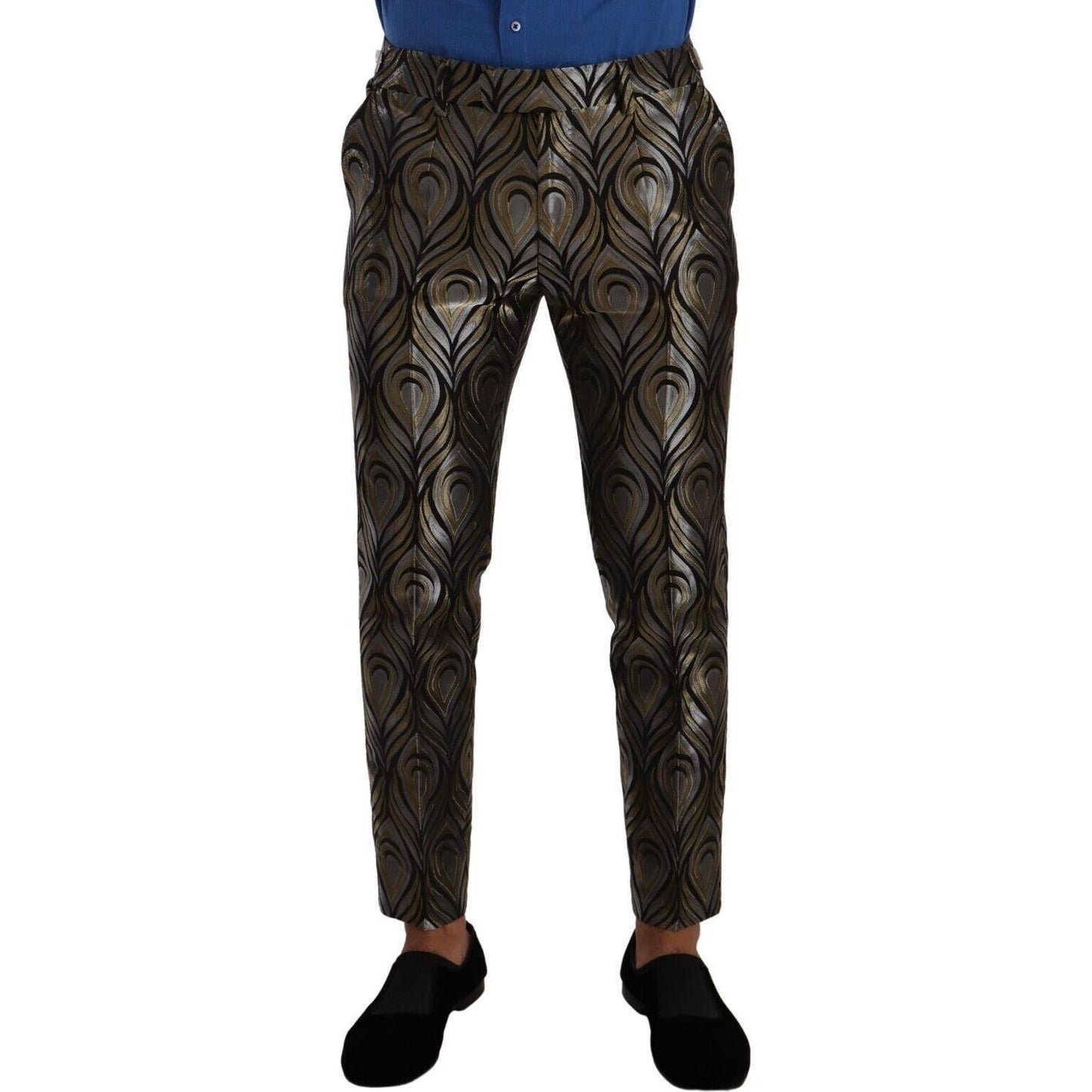 Dolce & Gabbana Elegant Slim Fit Metallic Dress Trousers Dolce & Gabbana