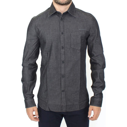 Ermanno Scervino Denim Jeans Cotton Casual Gray Stretch Shirt
