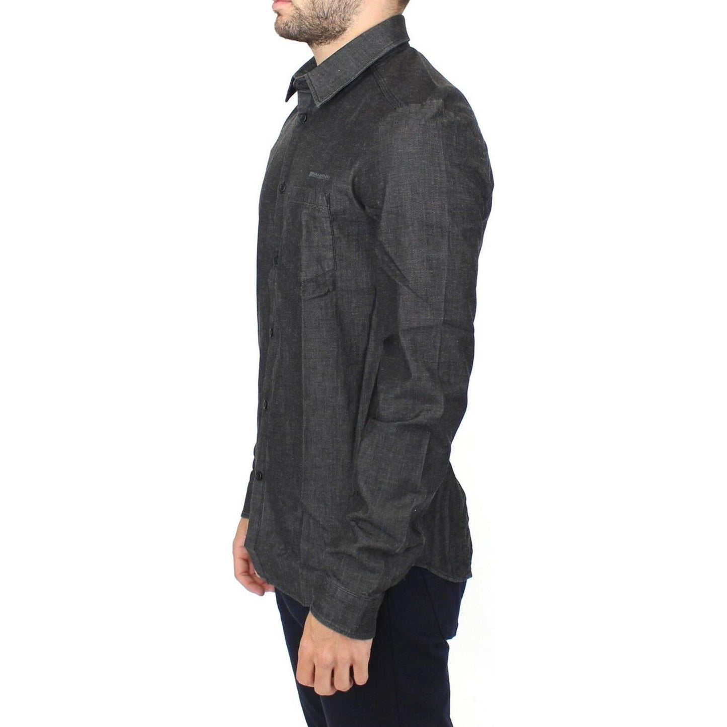 Ermanno Scervino Denim Jeans Cotton Casual Gray Stretch Shirt