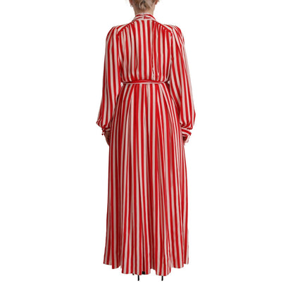 Dolce & Gabbana White Red Silk A-Line Shift Gown Dress