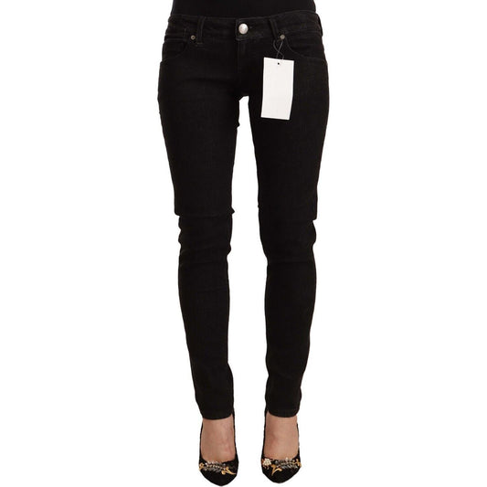 Acht Black Cotton Low Waist Skinny Denim Jeans