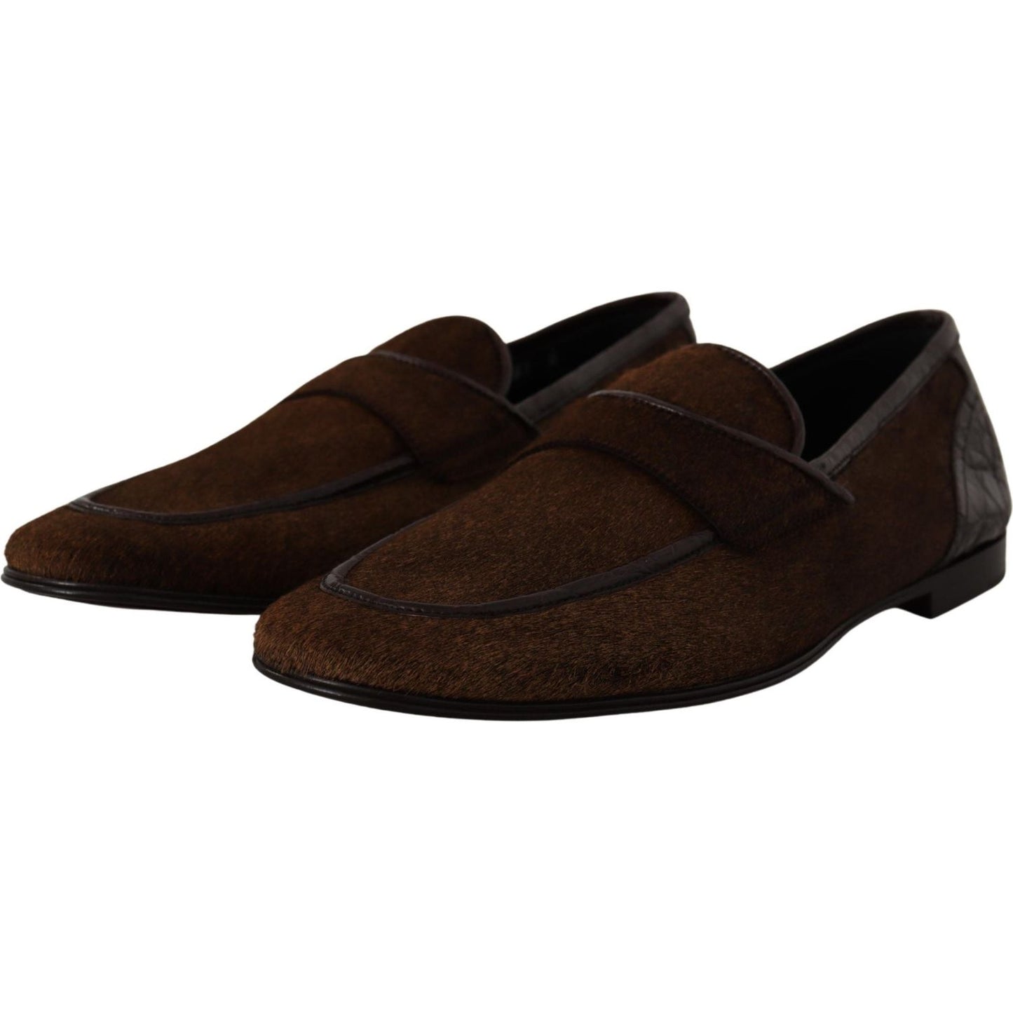 Dolce & Gabbana Elegant Brown Caiman Leather Loafers Dolce & Gabbana