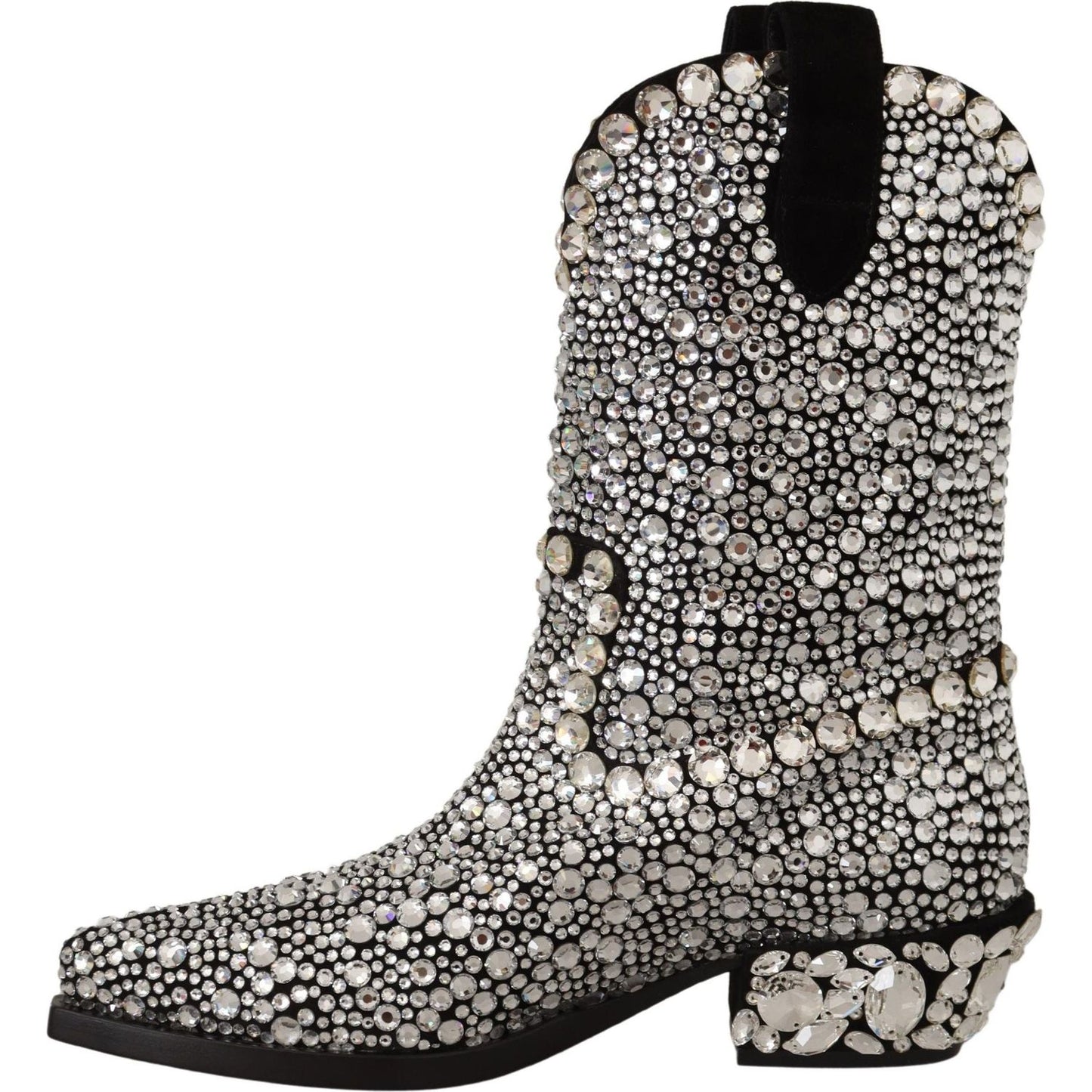 Dolce & Gabbana Crystal-Embellished Black Suede Boots Dolce & Gabbana