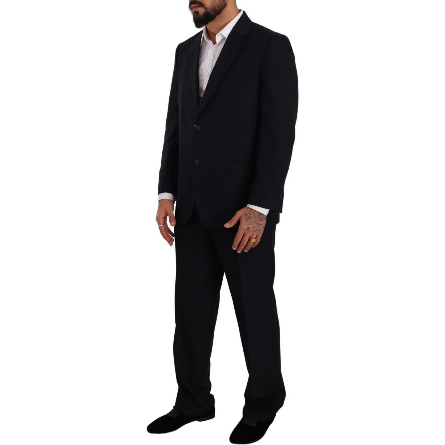 Domenico Tagliente Blue Polyester Single Breasted Formal Suit