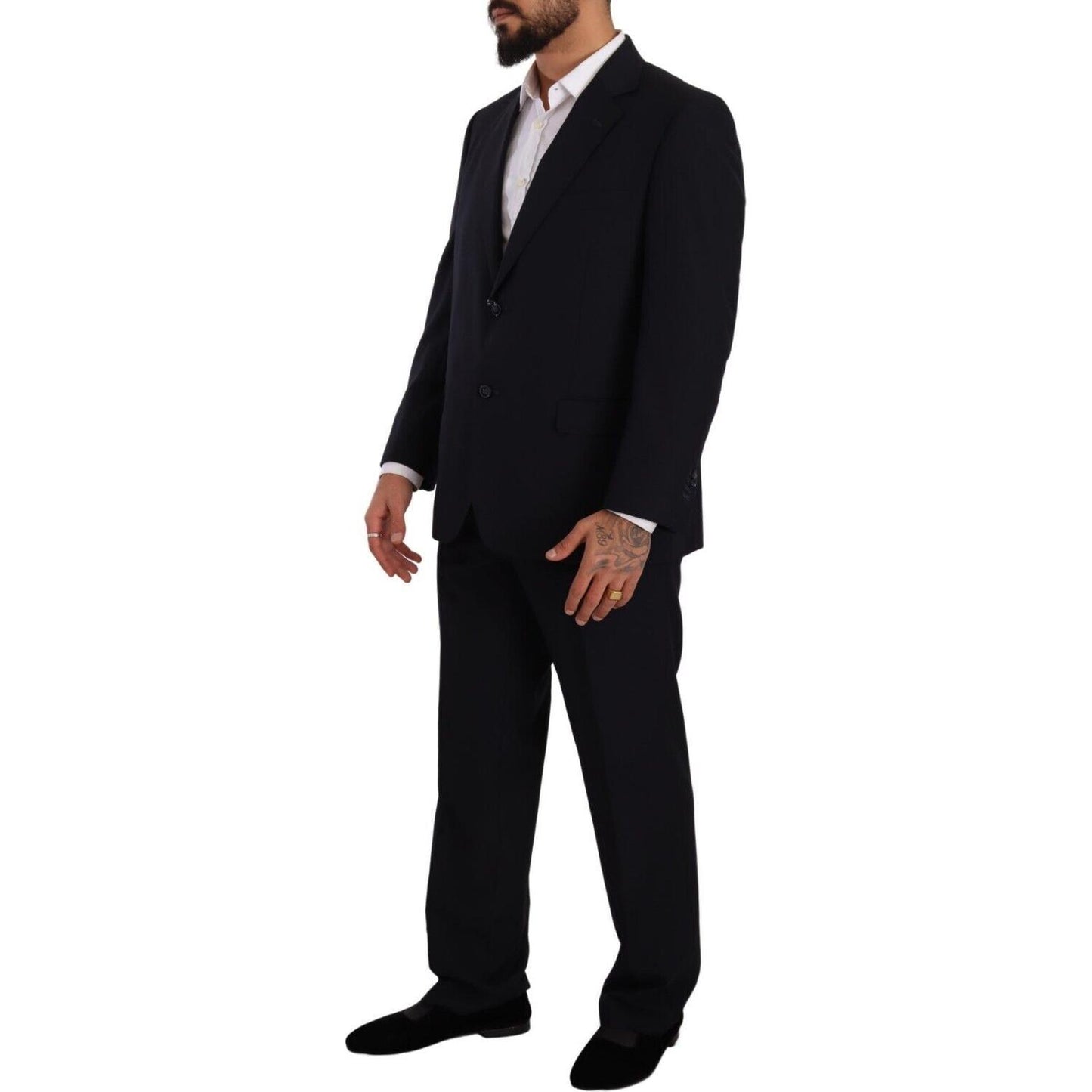 Domenico Tagliente Blue Polyester Single Breasted Formal Suit