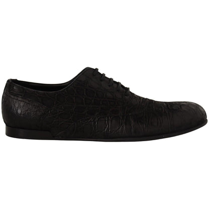 Dolce & Gabbana Black Caiman Leather Mens Oxford Shoes