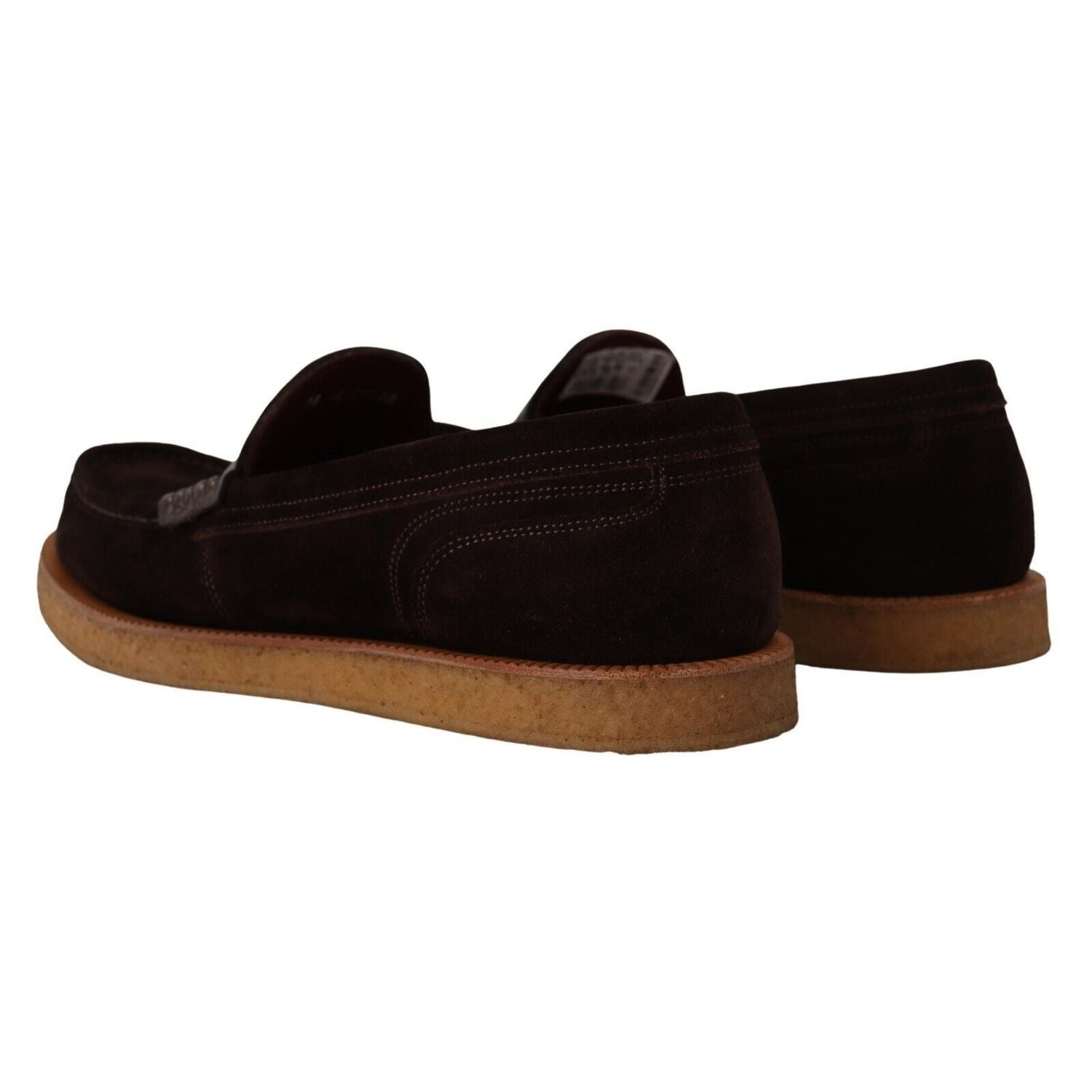 Dolce & Gabbana Brown Suede Leather Slip On Flats Moccasin Shoes