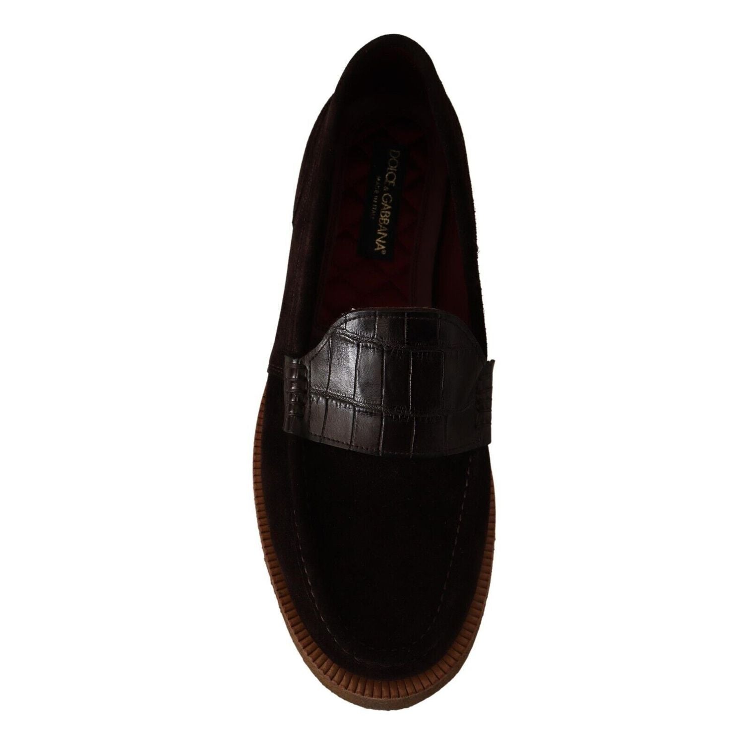 Dolce & Gabbana Brown Suede Leather Slip On Flats Moccasin Shoes