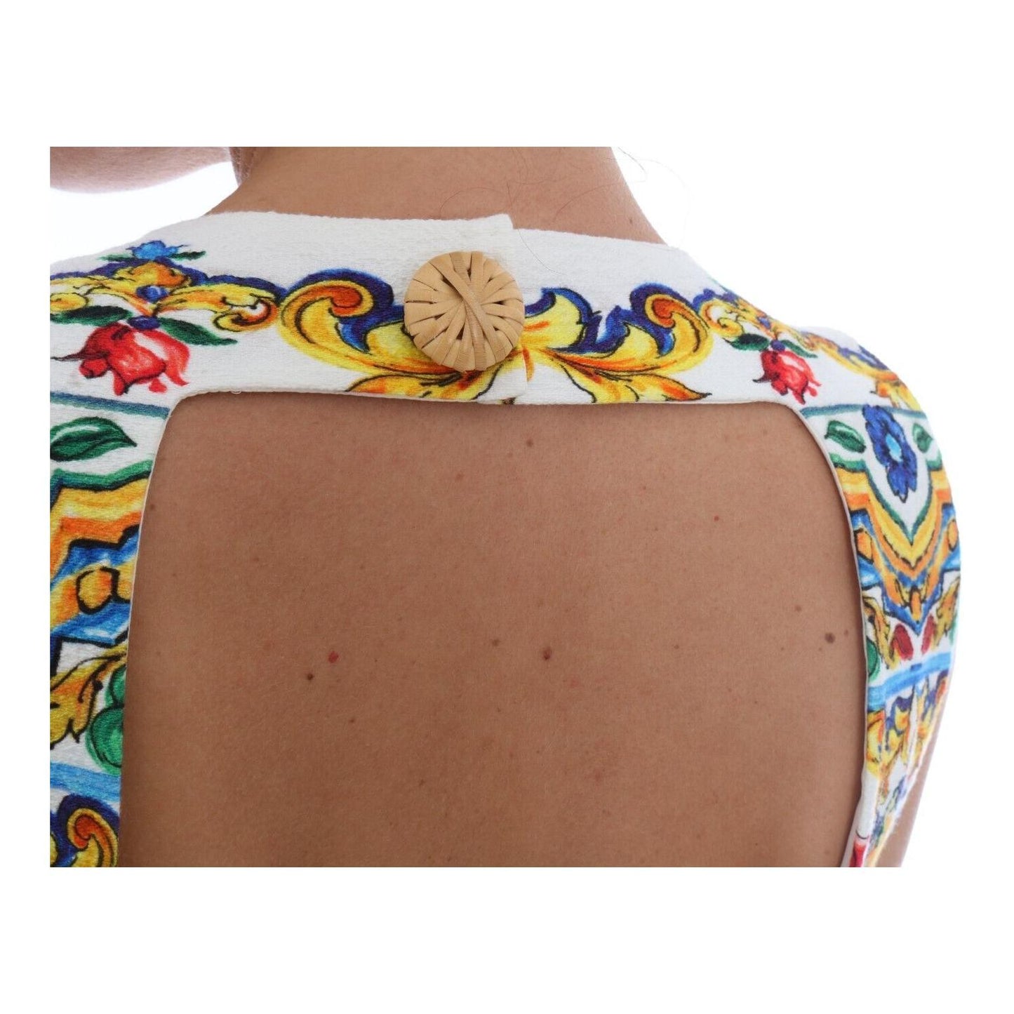 Dolce & Gabbana White Majoilca Sleeveless Sheath A-line Dress