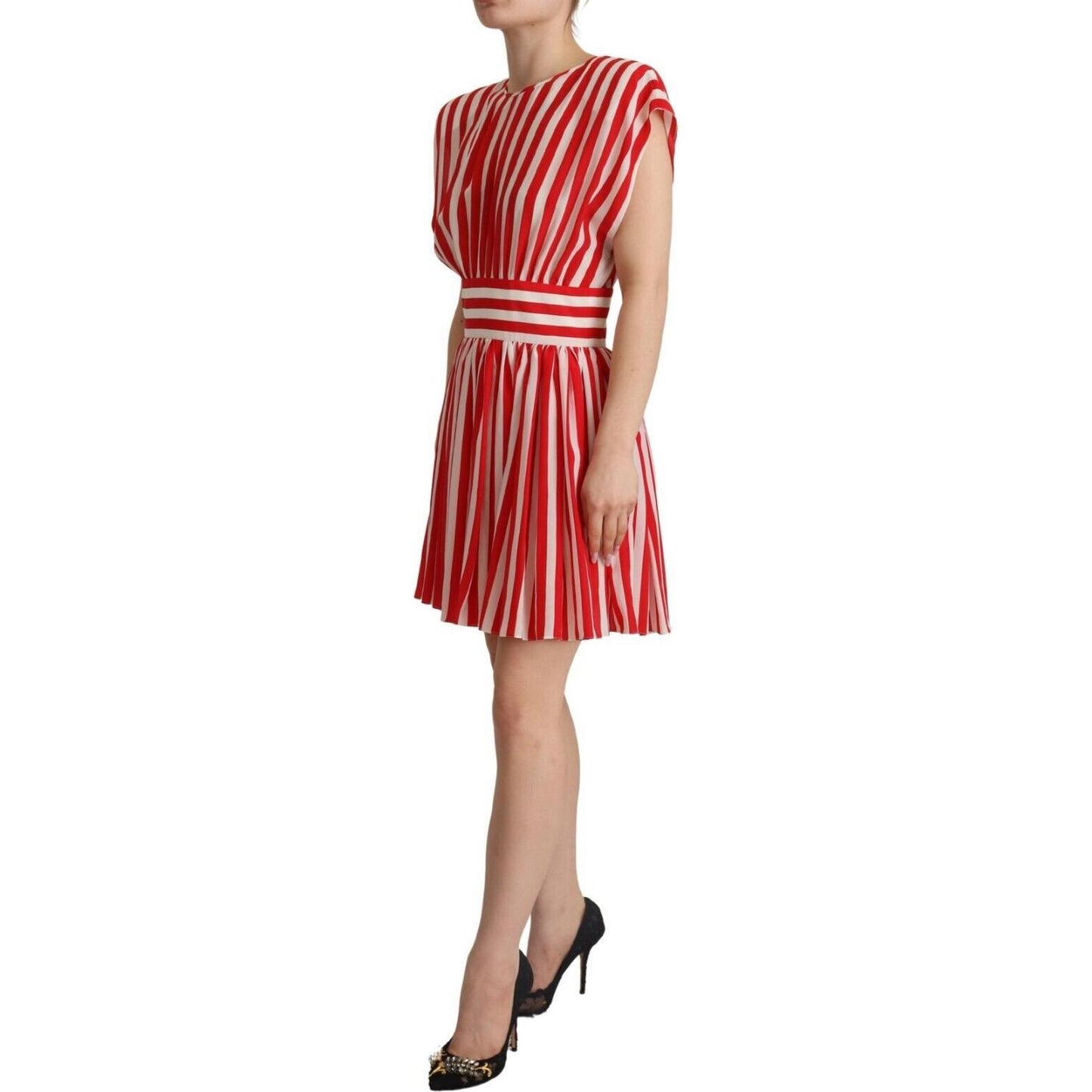 Dolce & Gabbana Elegant Striped Silk A-Line Mini Dress Dolce & Gabbana