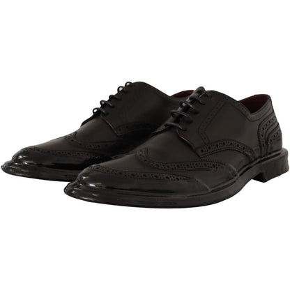 Dolce & Gabbana Black Leather Oxford Wingtip Formal Derby Shoes