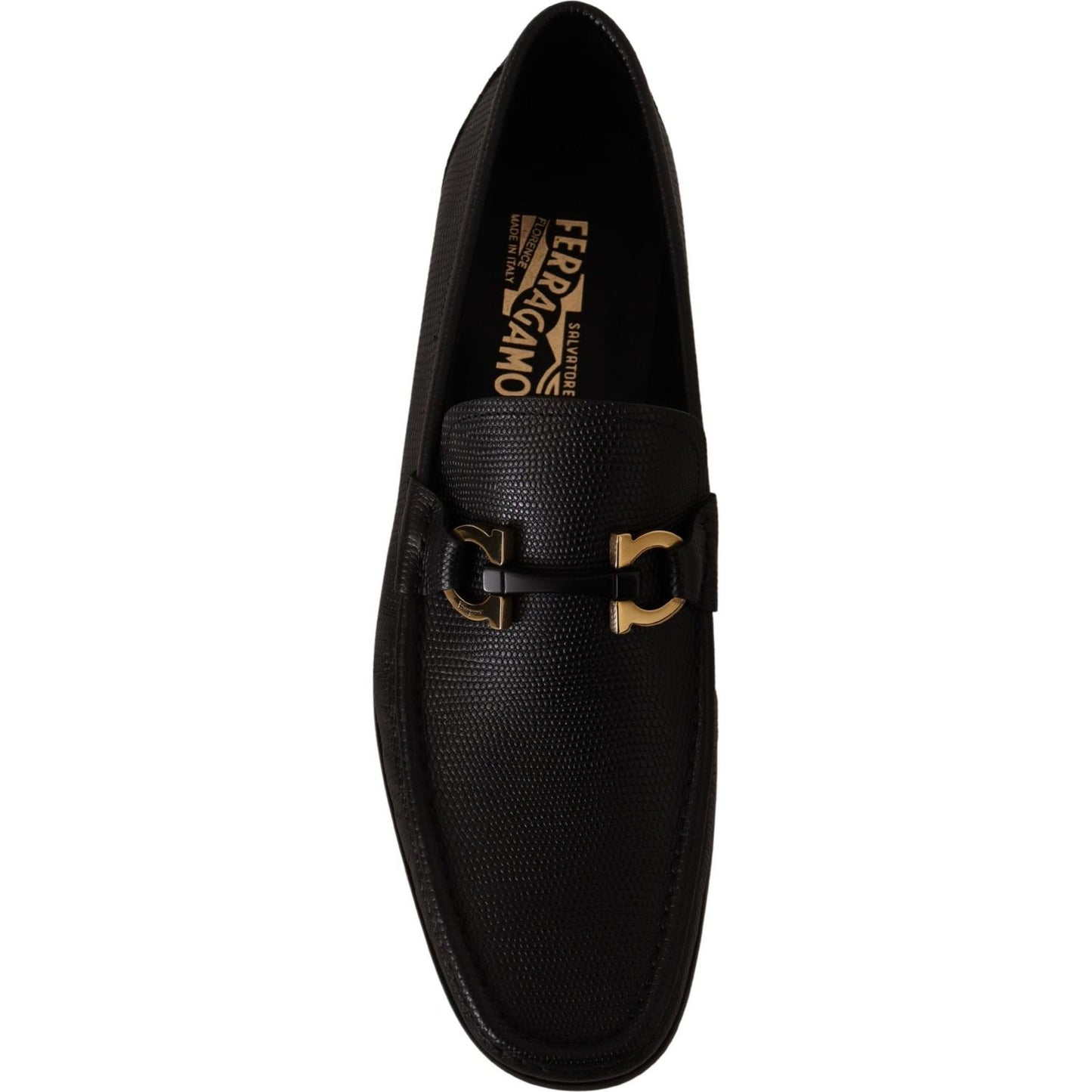 Salvatore Ferragamo Black Calf Leather Moccasins Loafers Shoes Dress Shoes