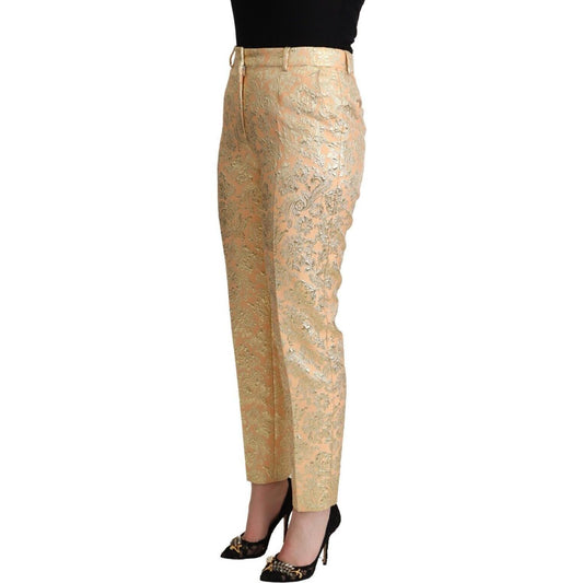 Dolce & Gabbana Elegant High-Waisted Pink Brocade Pants Dolce & Gabbana