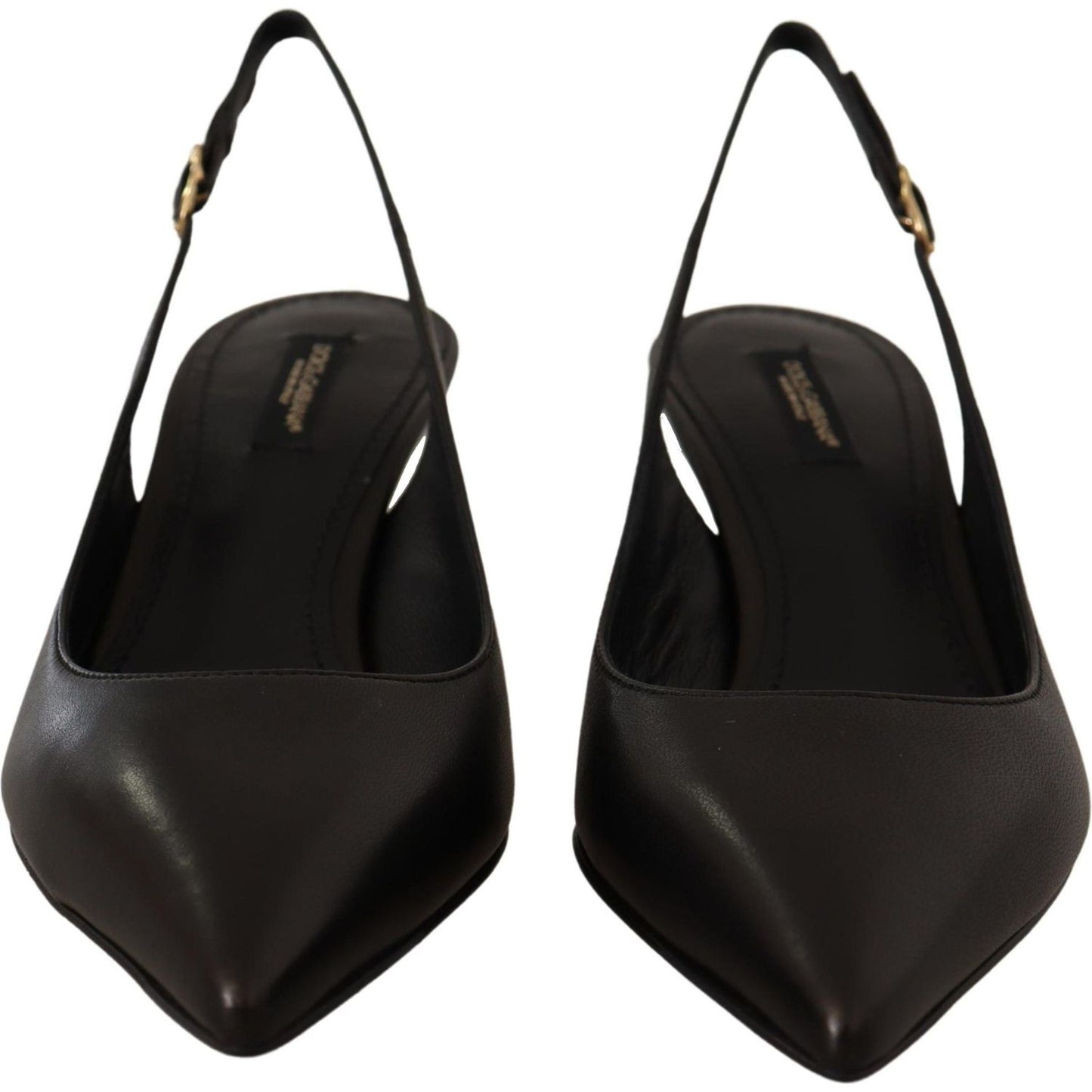 Dolce & Gabbana Black Leather Slingbacks Heels Pumps Shoes