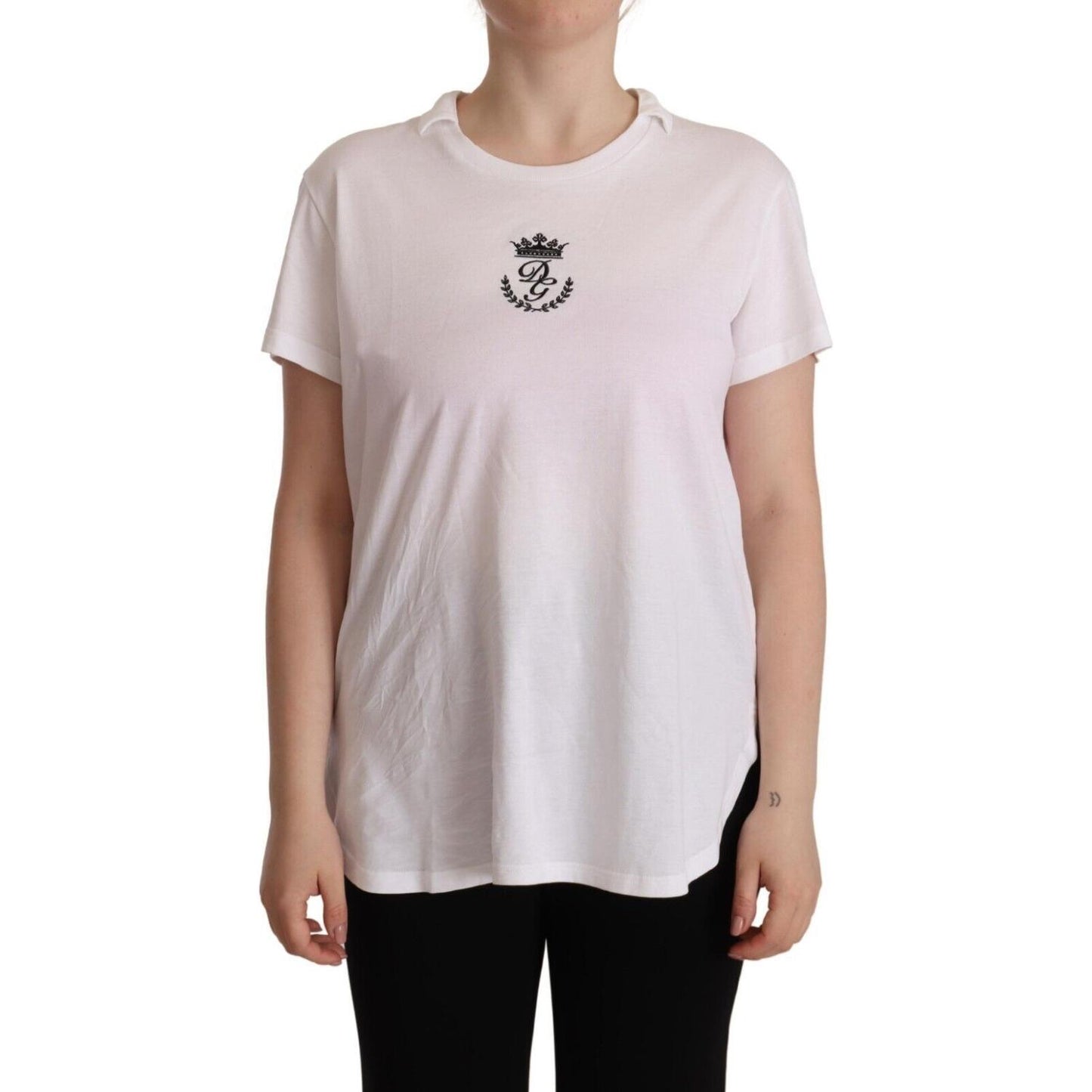 Dolce & Gabbana Elegant Collared Crown Print Tee Dolce & Gabbana